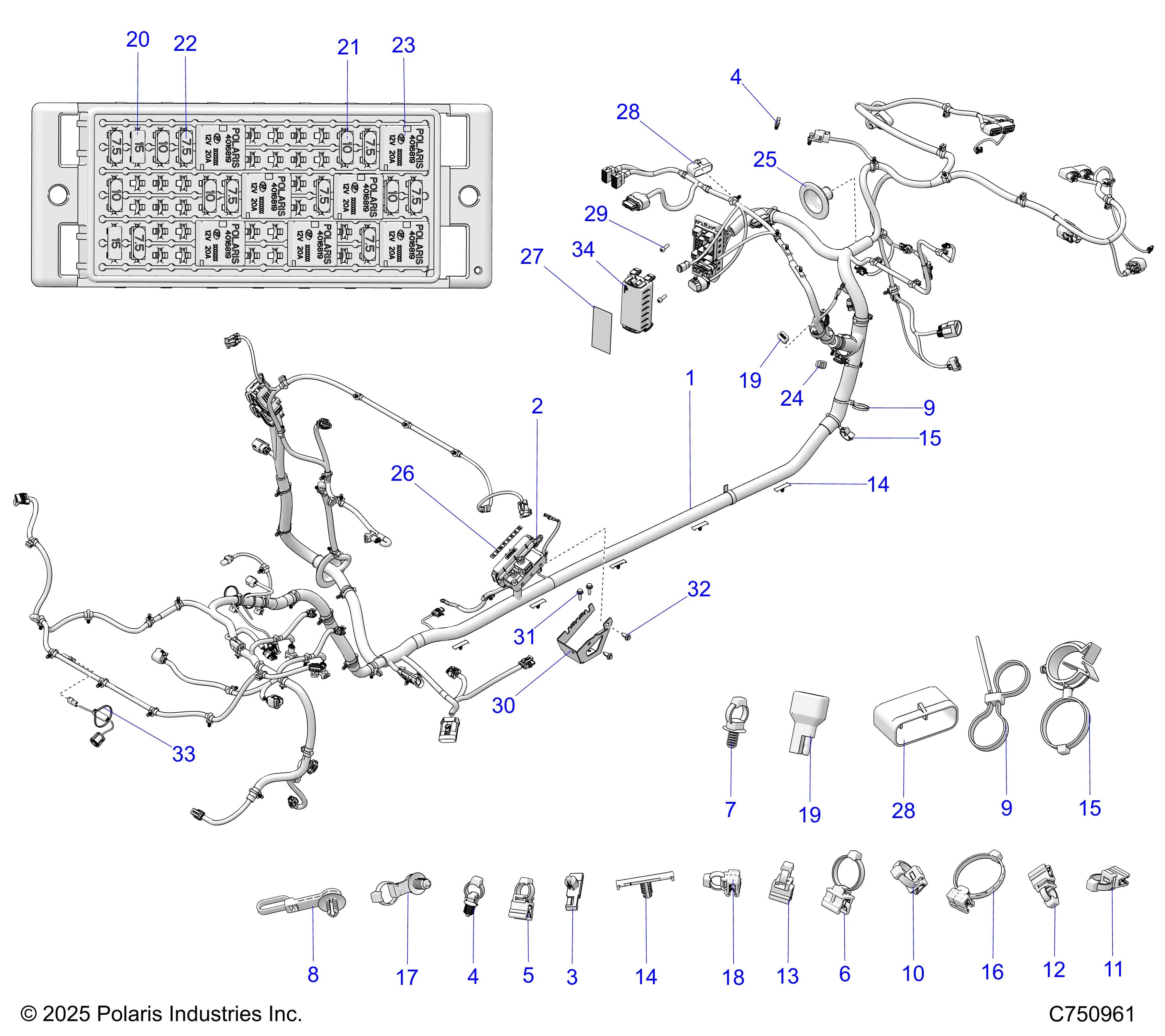 2026 RZR PRO S4 SPORT β ELECTRICAL, WIRE HARNESS, CHASSIS - Z26S4E92A4/B4/A6/B6 (C750961) diagram