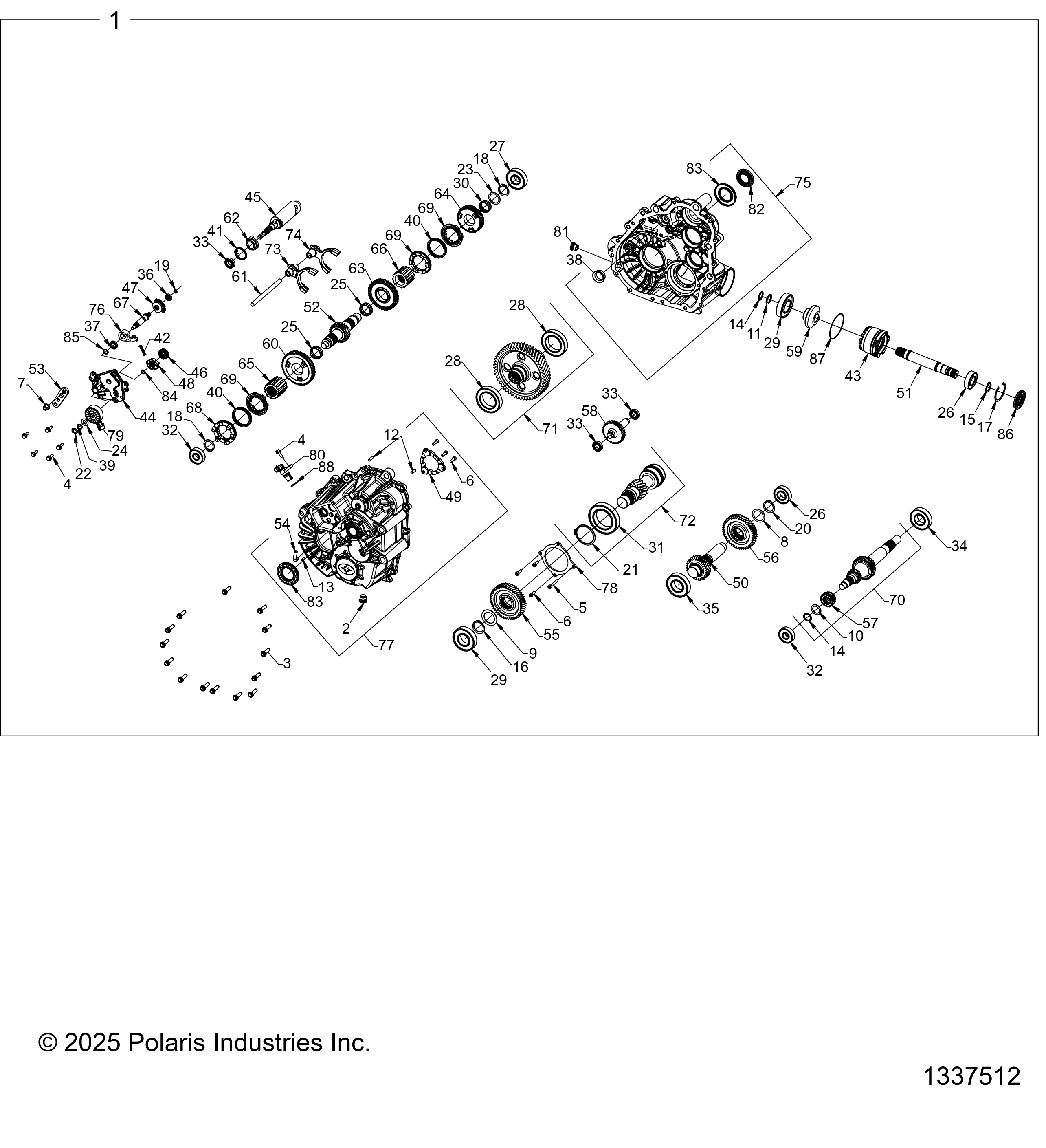 2026 RZR XP 1000 ULTIMATE β DRIVE TRAIN, MAIN GEARCASE INTERNALS - Z26NET99A4/B4/A6/B6 (1337512) diagram
