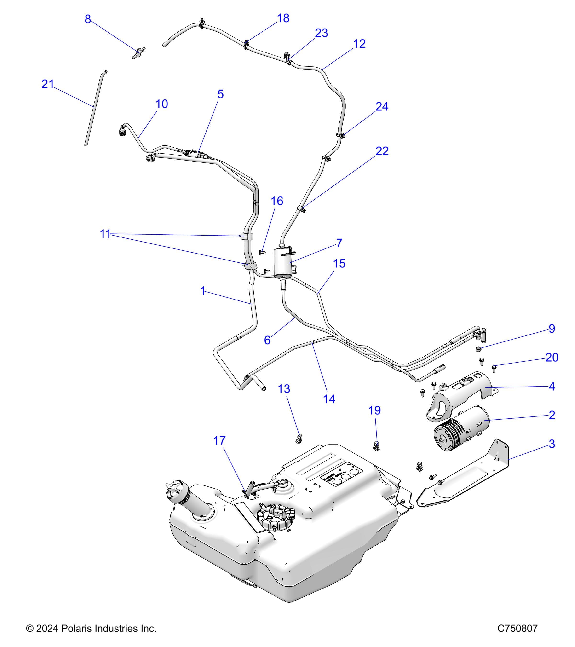 2026 RZR XP 1000 ULTIMATE β FUEL SYSTEM, LINES, EVAP - Z26NET99A4/B4/A6/B6 (C750807) diagram