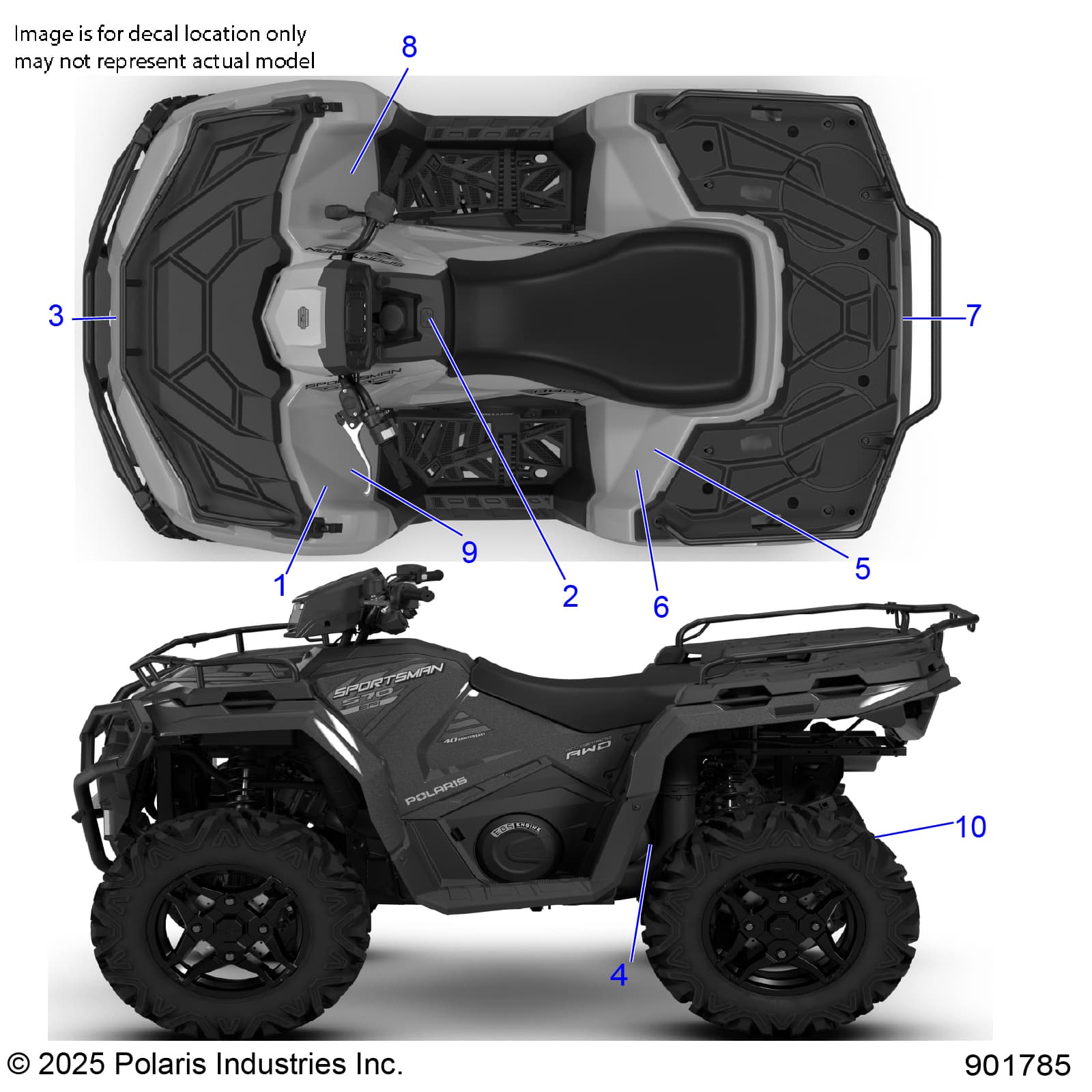 2026 SPORTSMAN 570 EPS PREM 40th β BODY, DECALS, STANDARD - A26SEZ57AB/BB (901785) diagram