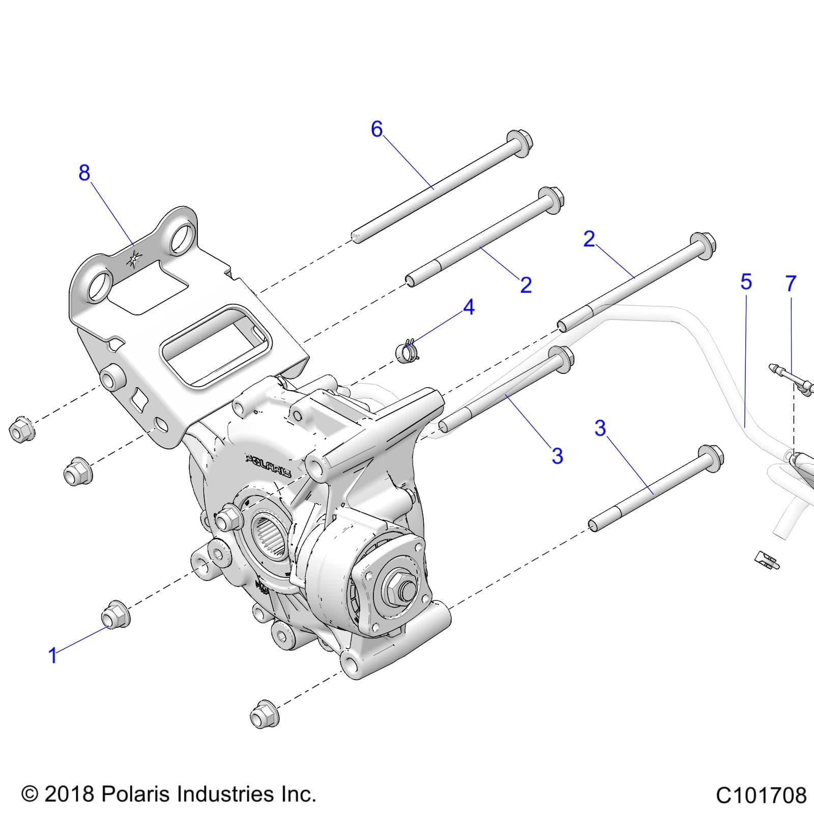 2026 SCRAMBLER XP 1000 S 49S R01 - A26SGE95AB β DRIVE TRAIN, GEARCASE MOUNTING, REAR - A26SGE95AB (C101708) diagram