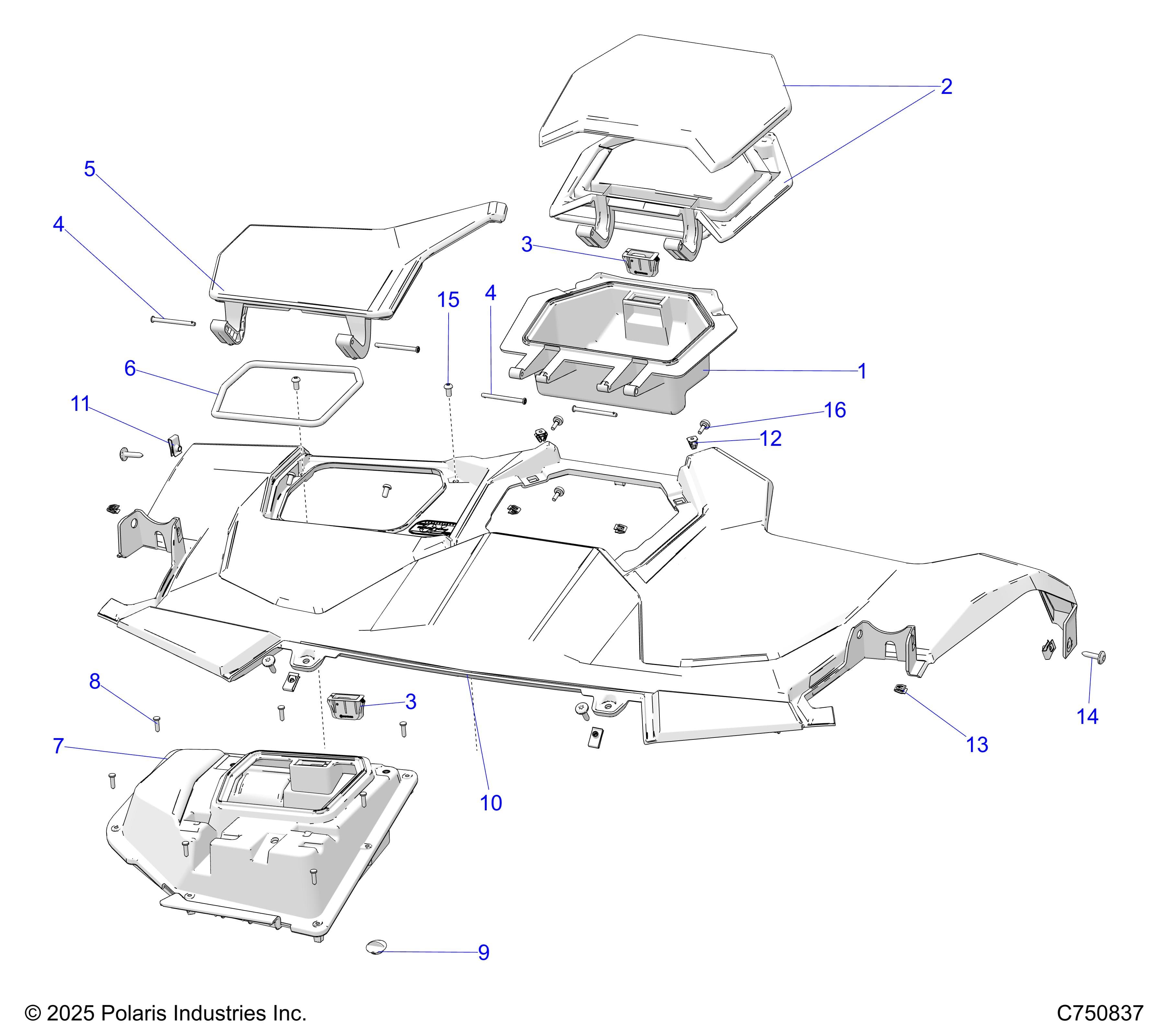 2026 RZR PRO S4 SPORT β BODY, DASH, UPPER - Z26S4E92A4/B4/A6/B6 (C750837) diagram
