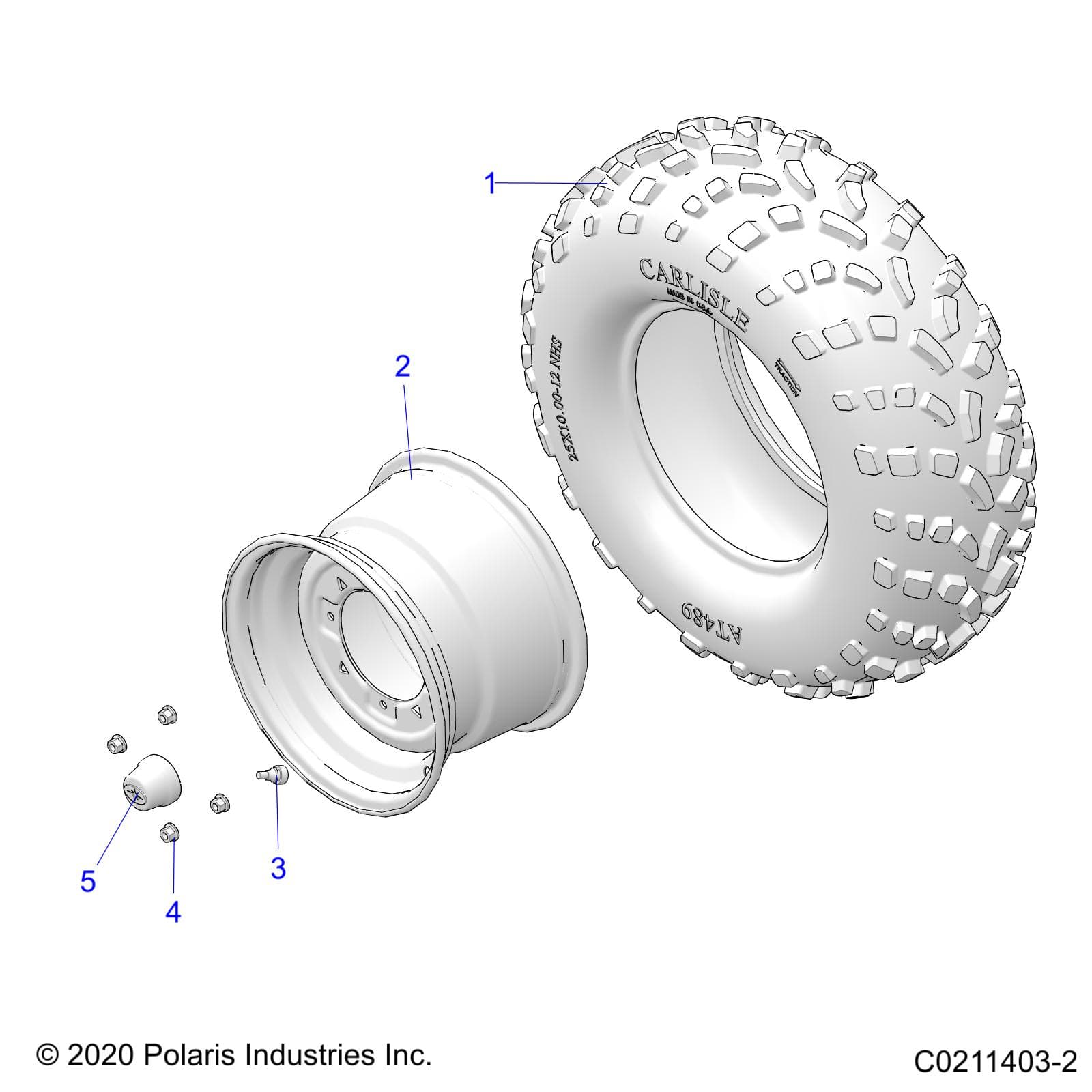 2026 SPORTSMAN 450 EPS 50S β WHEELS, REAR TIRE - A26SEE50B1/B4 (C0211403-2) diagram