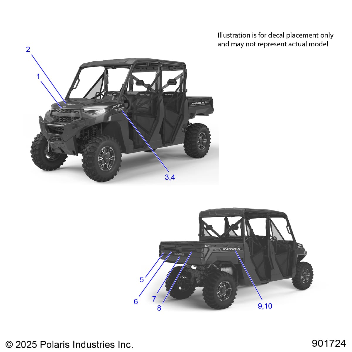 2026 RANGER 1000 XP CREW TEXAS EDITION β BODY, DECALS, GRAPHIC - R26RSF99AL (901724) diagram