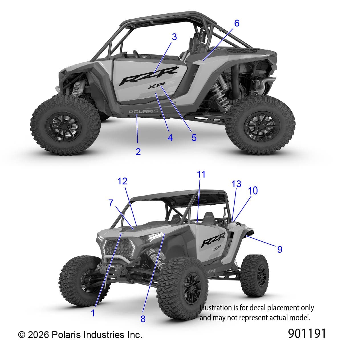 2026 RZR XP S 1000 ULTIMATE β BODY, DECALS - Z26NEY99A4/B4/A6/B6 (901191) diagram