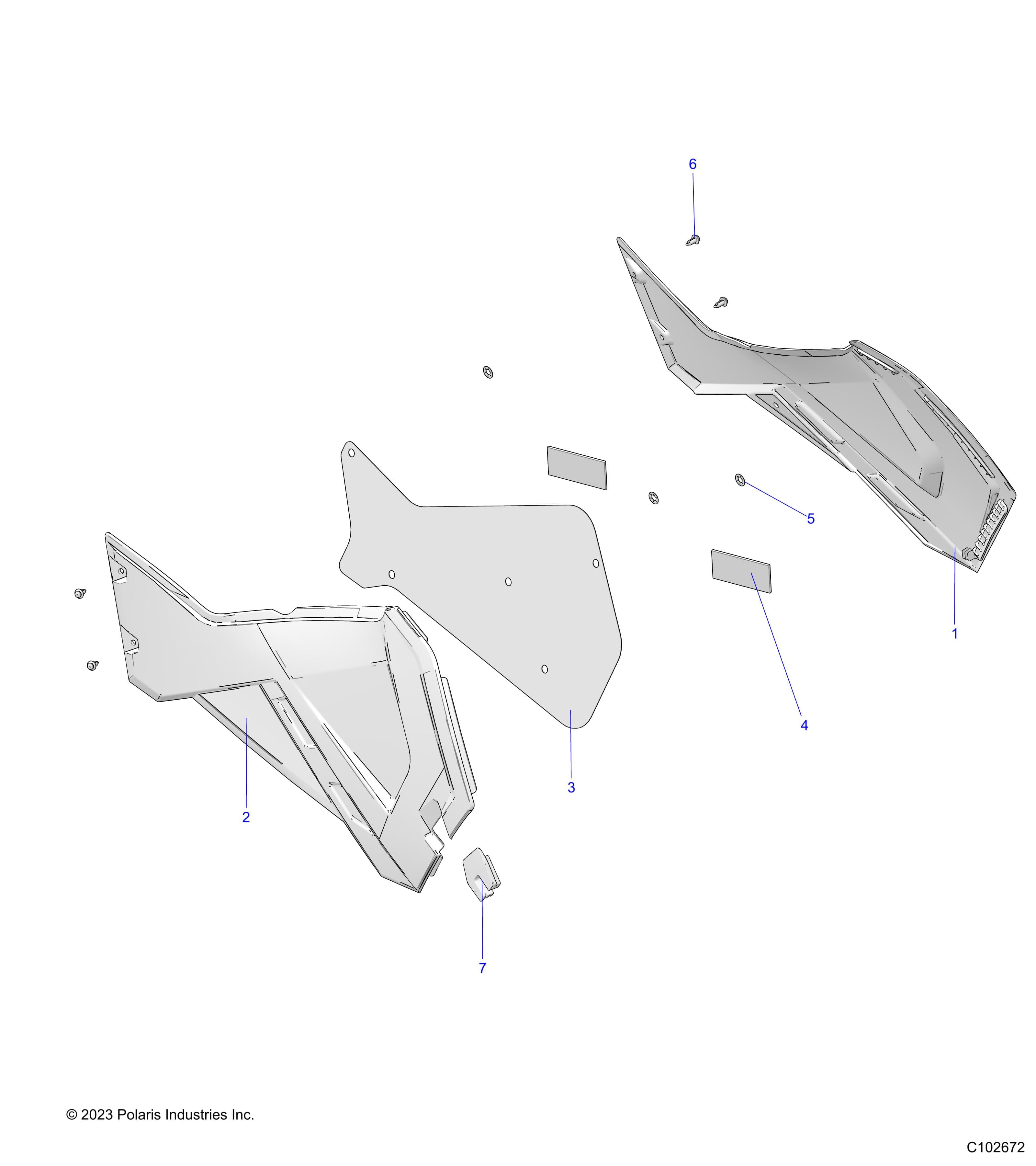 2026 SPORTSMAN 570 6X6 EPS 49S β BODY, SIDE PANELS - A26SKE57A1 (C102672) diagram