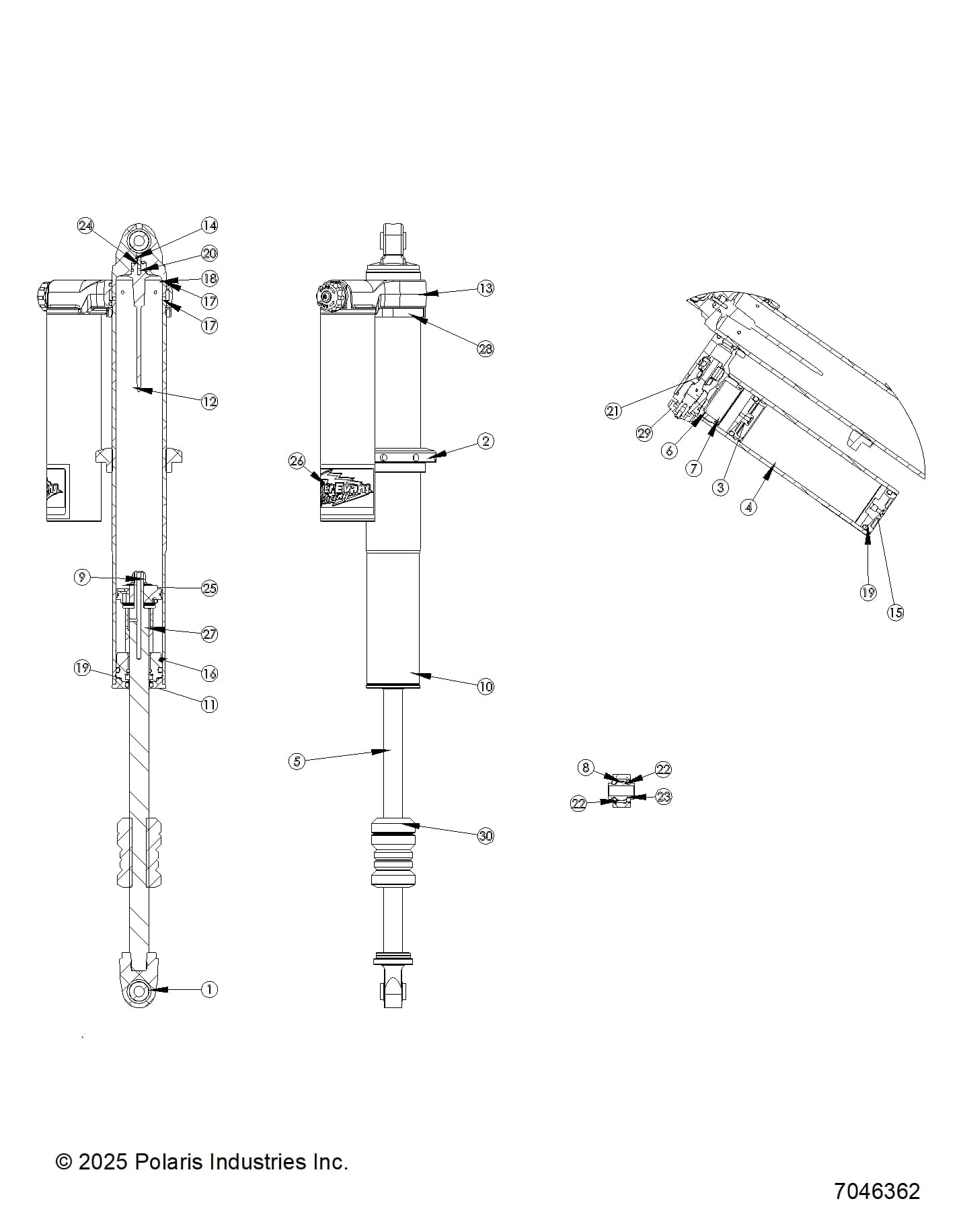 2026 RZR XP 1000 SPORT β SUSPENSION, REAR SHOCK INTERNALS - Z26NES99A4/B4/A6/B6 (7046362) diagram