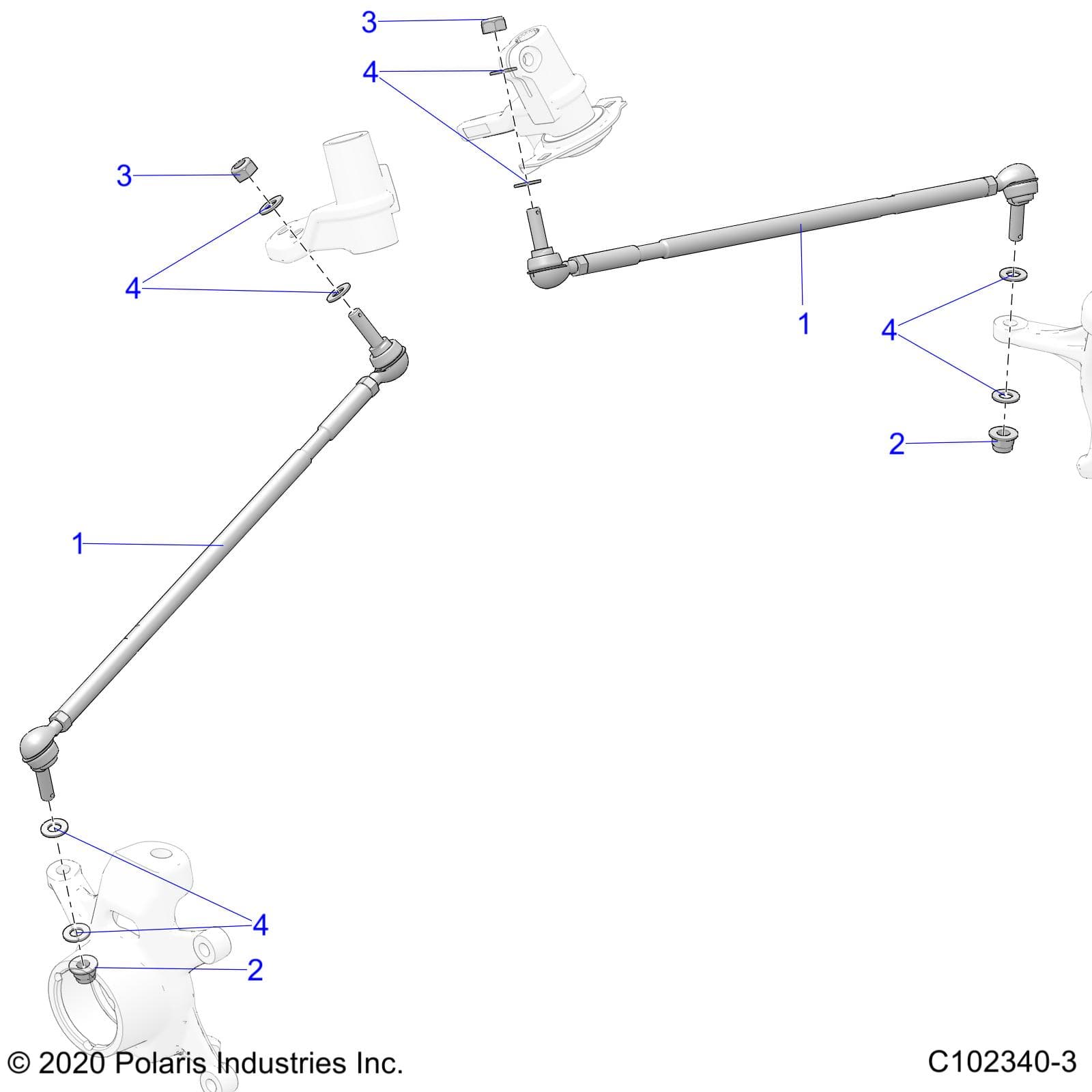2026 SCRAMBLER XP 1000 S 49S R01 - A26SGE95AB β STEERING, STEERING TIE RODS - A26SGE95AB (C102340-3) diagram