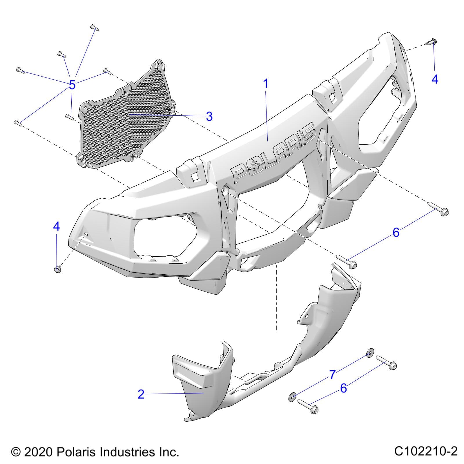 2026 SPORTSMAN XP 1000 MUD R01 - A26SXM95AR β BODY, FRONT BUMPER and MOUNTING - A26SXM95AR (C102210-2) diagram