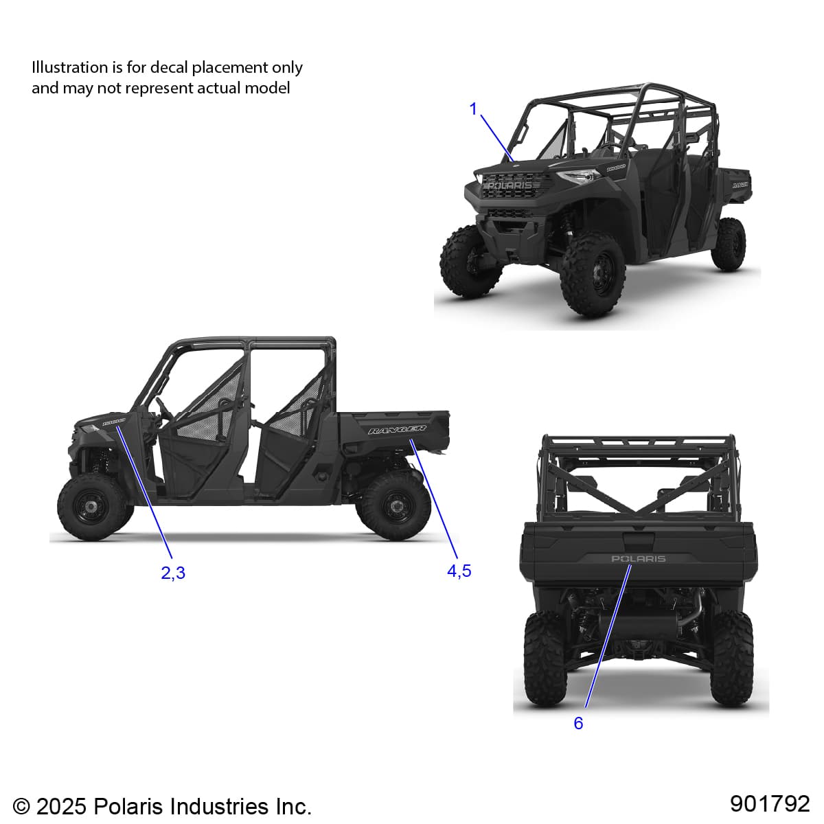 2026 RANGER 1000 CREW NON EPS β BODY, DECALS GRAPHIC - R26T6A99A1/B1 (901792) diagram