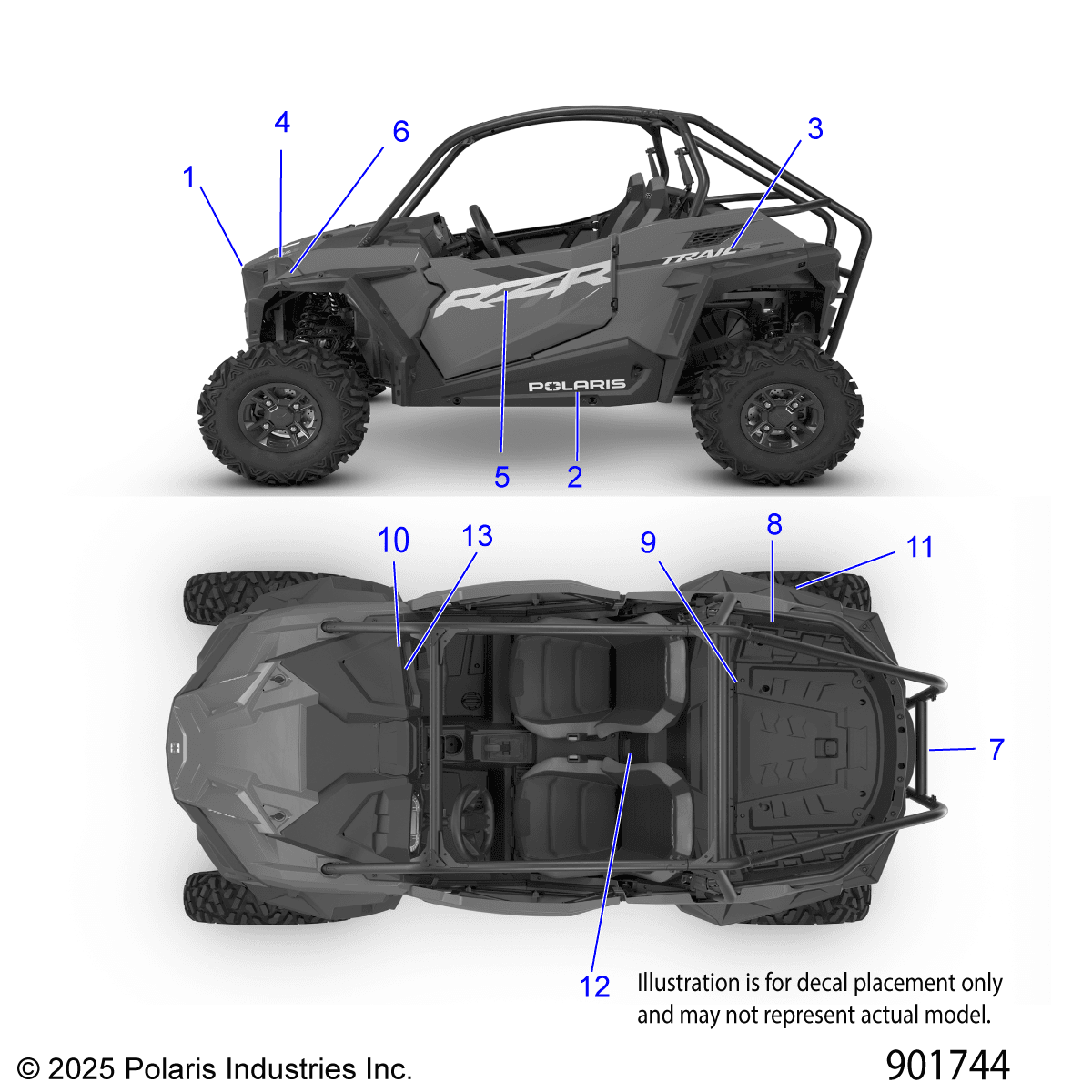 2026 RZR 900 TRAIL S SPORT β BODY, DECALS GRAPHICS - Z26ASE87A5 (901744) diagram