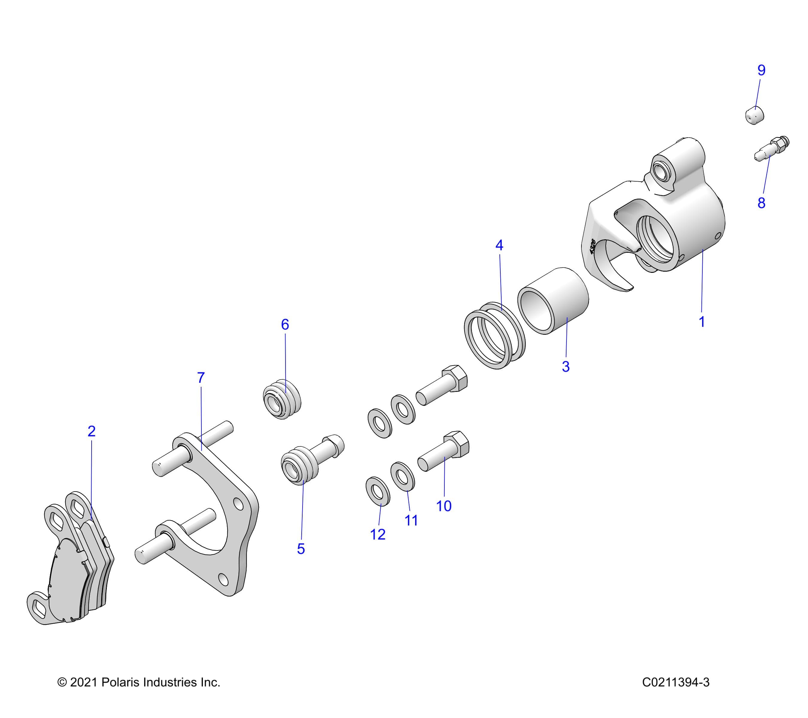 2026 SPORTSMAN 570 EPS PREM 40th β BRAKES, REAR CALIPER - A26SEZ57AB/BB (C0211394-3) diagram