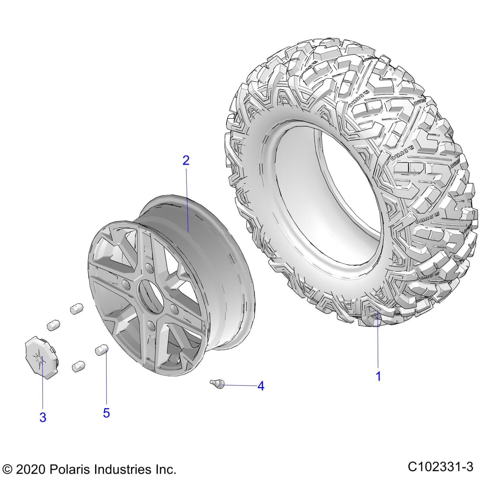 2026 SPORTSMAN TOURING XP 1000 R01 - A26SYY95AK β WHEELS, FRONT - A26SYY95AK (C102331-3) diagram