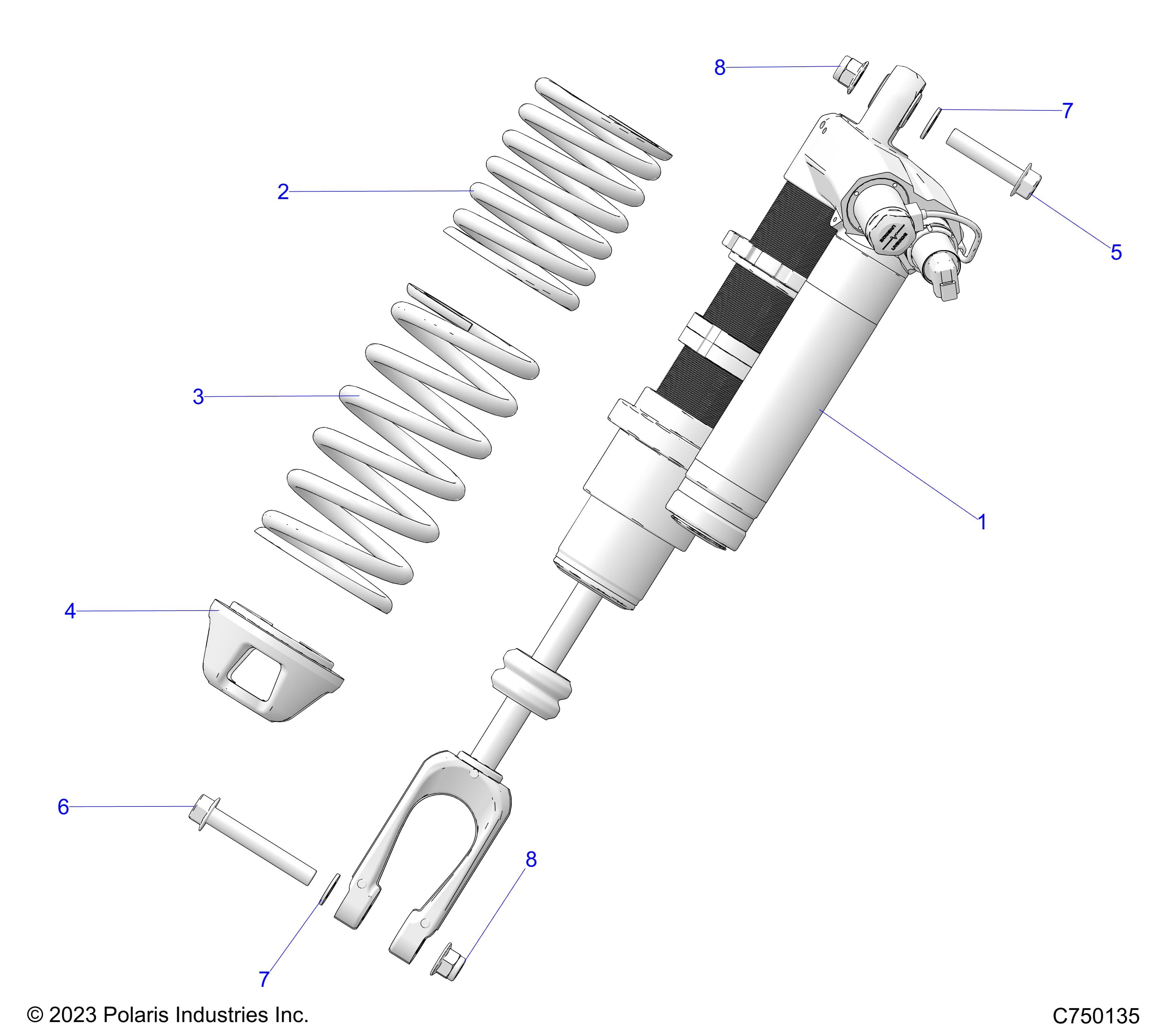 2026 RZR PRO R ULTIMATE β SUSPENSION, FRONT SHOCK MOUNTING - Z26RPK2KAR/BR/AV/BV/AC/BC/AJ/BJ (C750135) diagram