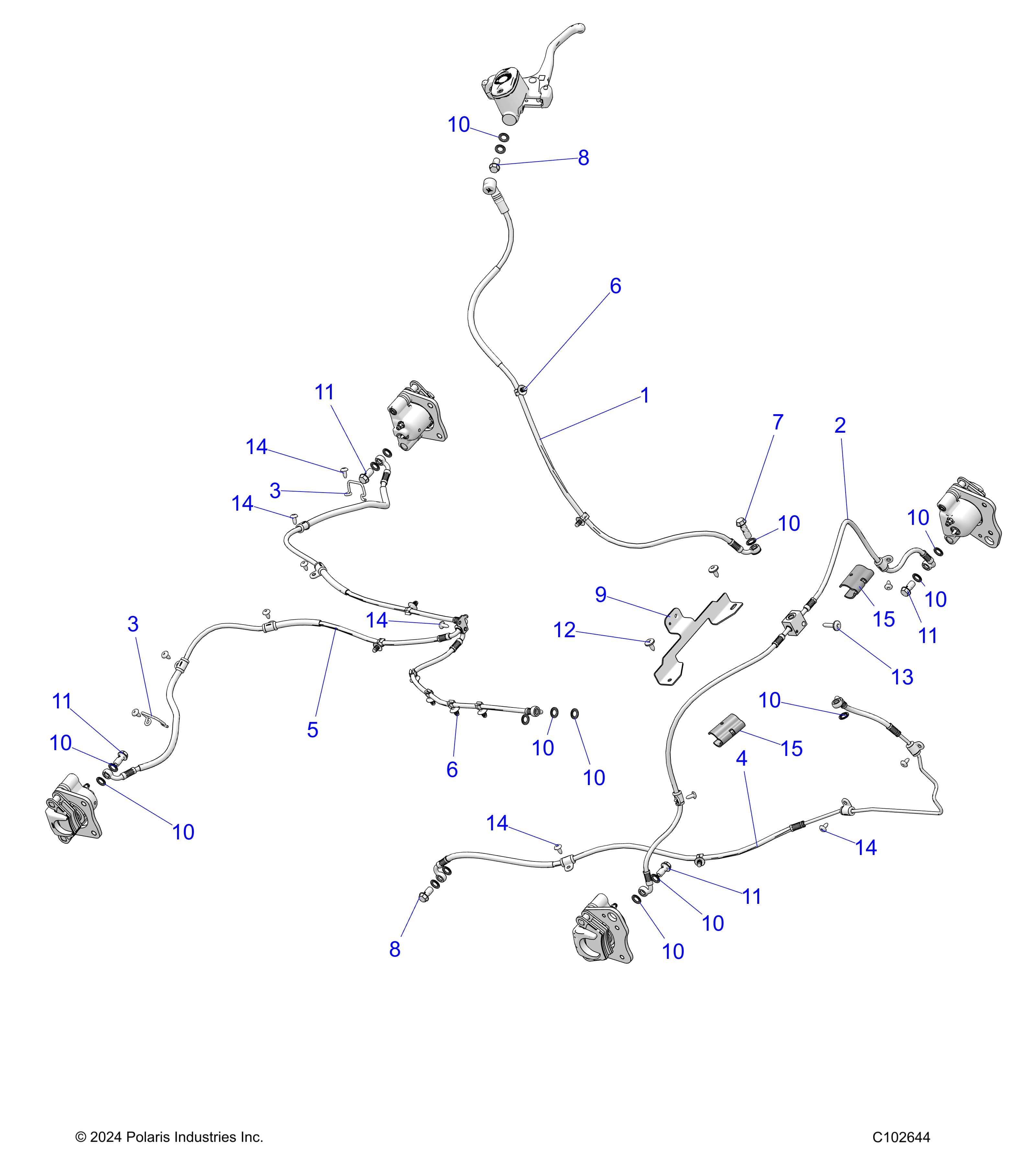 2026 SPORTSMAN 570 6X6 EPS 49S β BRAKES, BRAKE LINES - A26SKE57A1 (C102644) diagram