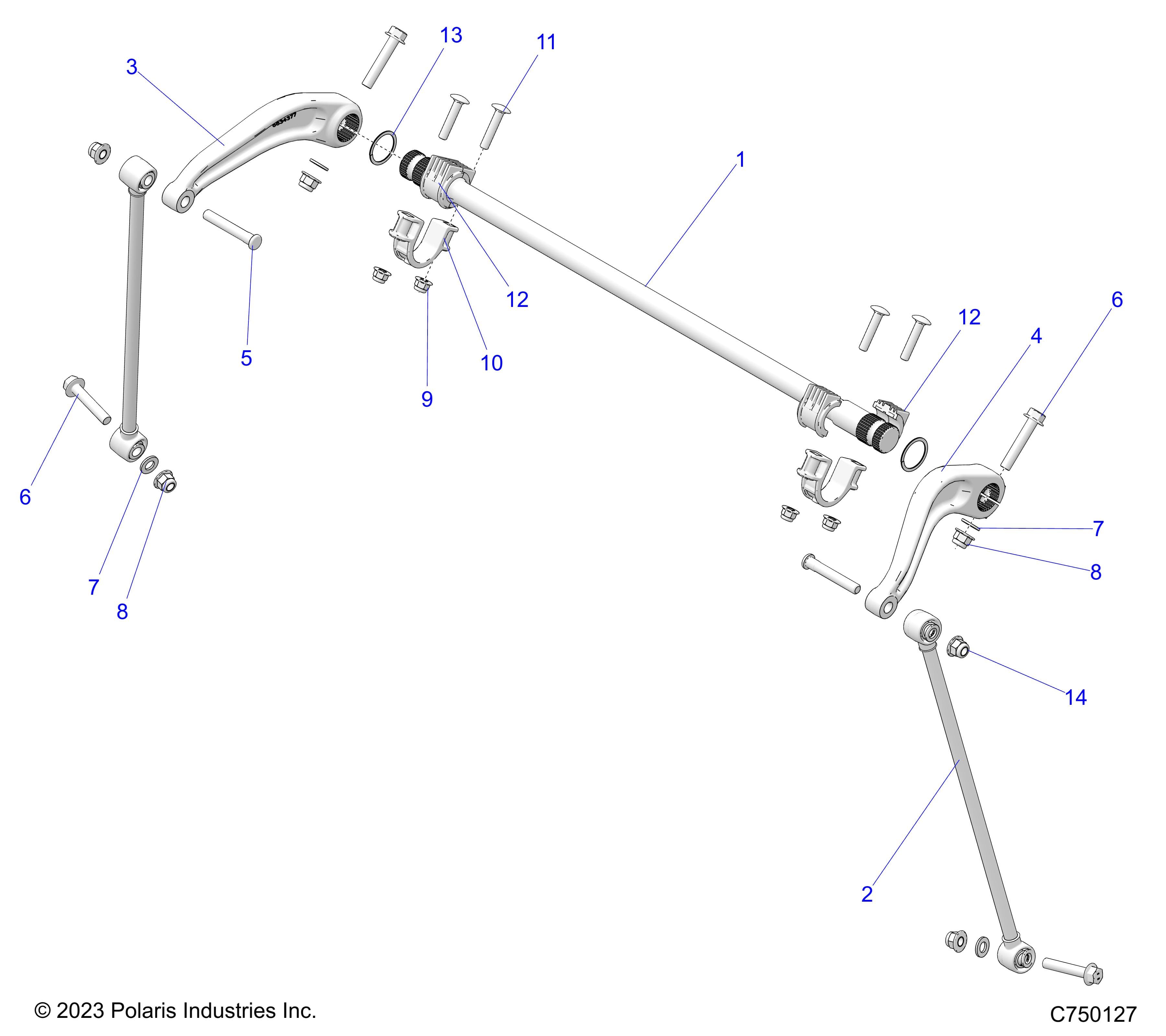2026 RZR PRO R4 ULTIMATE β SUSPENSION, REAR STABILIZER BAR - Z26R4K2KAC/BC/AR/BR/AJ/BJ/AV/BV (C750127) diagram