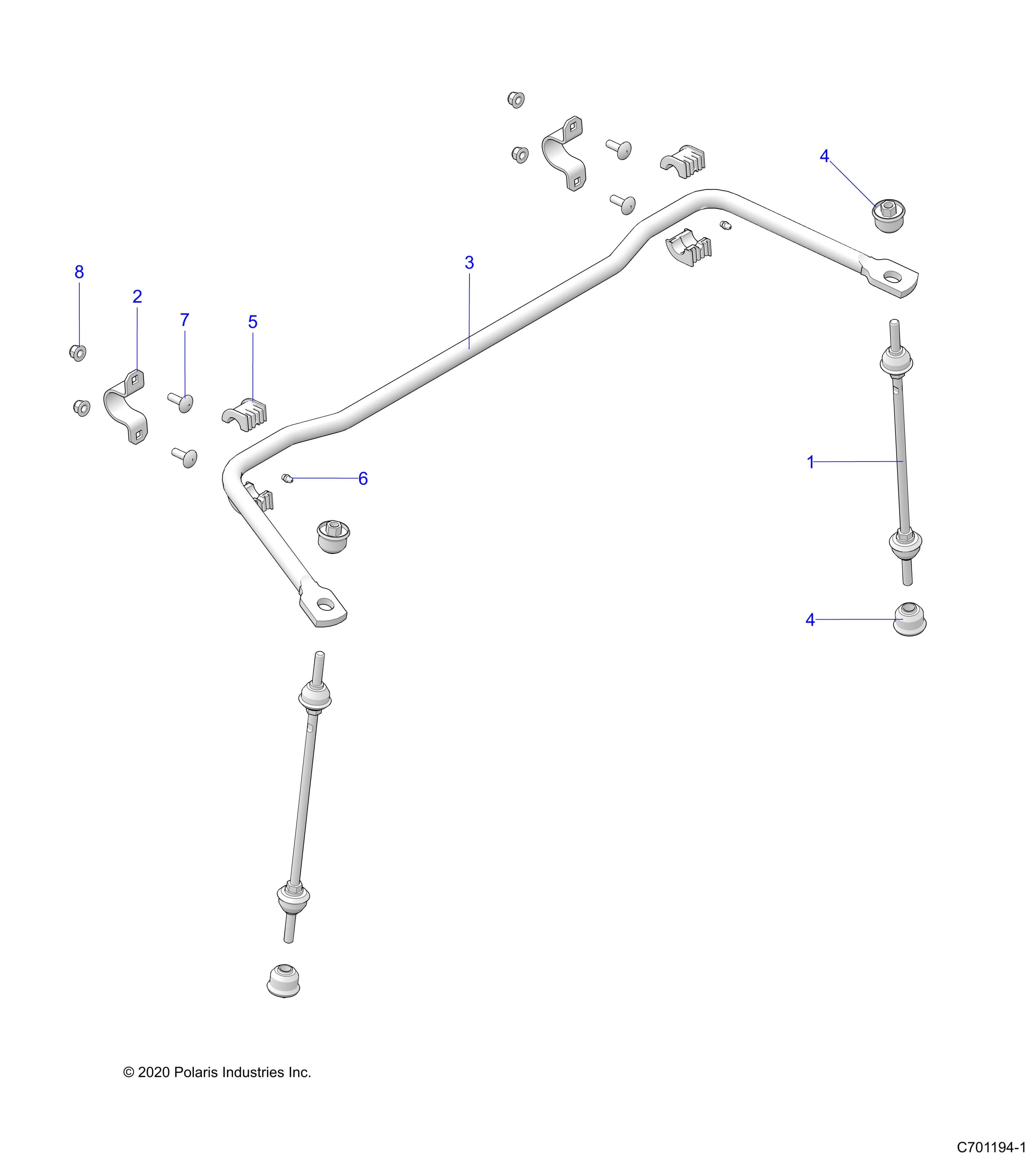 2026 RANGER 1000 XP CREW NSTR PREMIUM β SUSPENSION, REAR STABILIZER BAR - R26RSU99A9/B9/AF/BF/AH/BH/AS/BS/AB/BB (C701194-1) diagram
