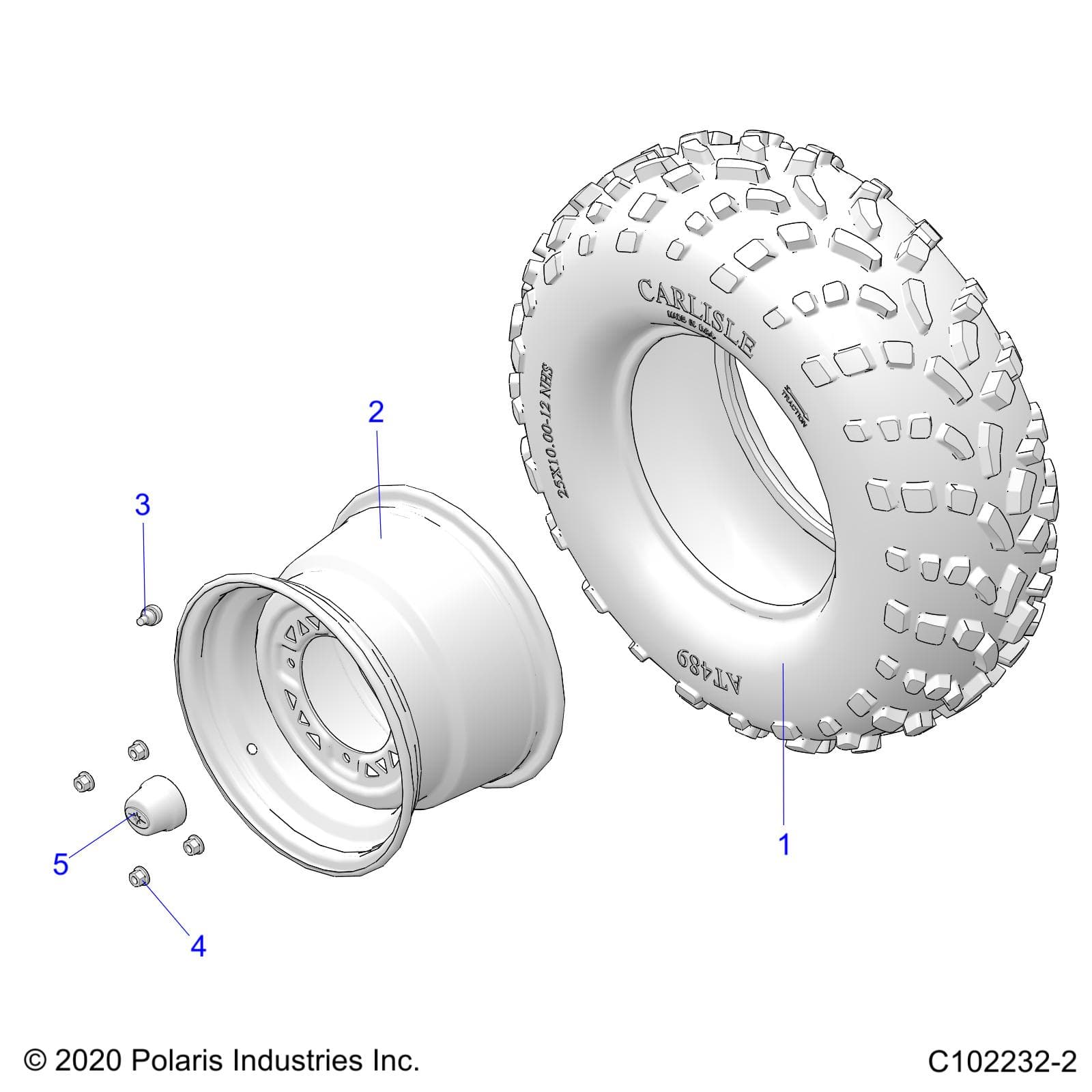 2026 SPORTSMAN TOURING 570 ULT β WHEELS, REAR TIRE - A26SJR57AG (C102232-2) diagram