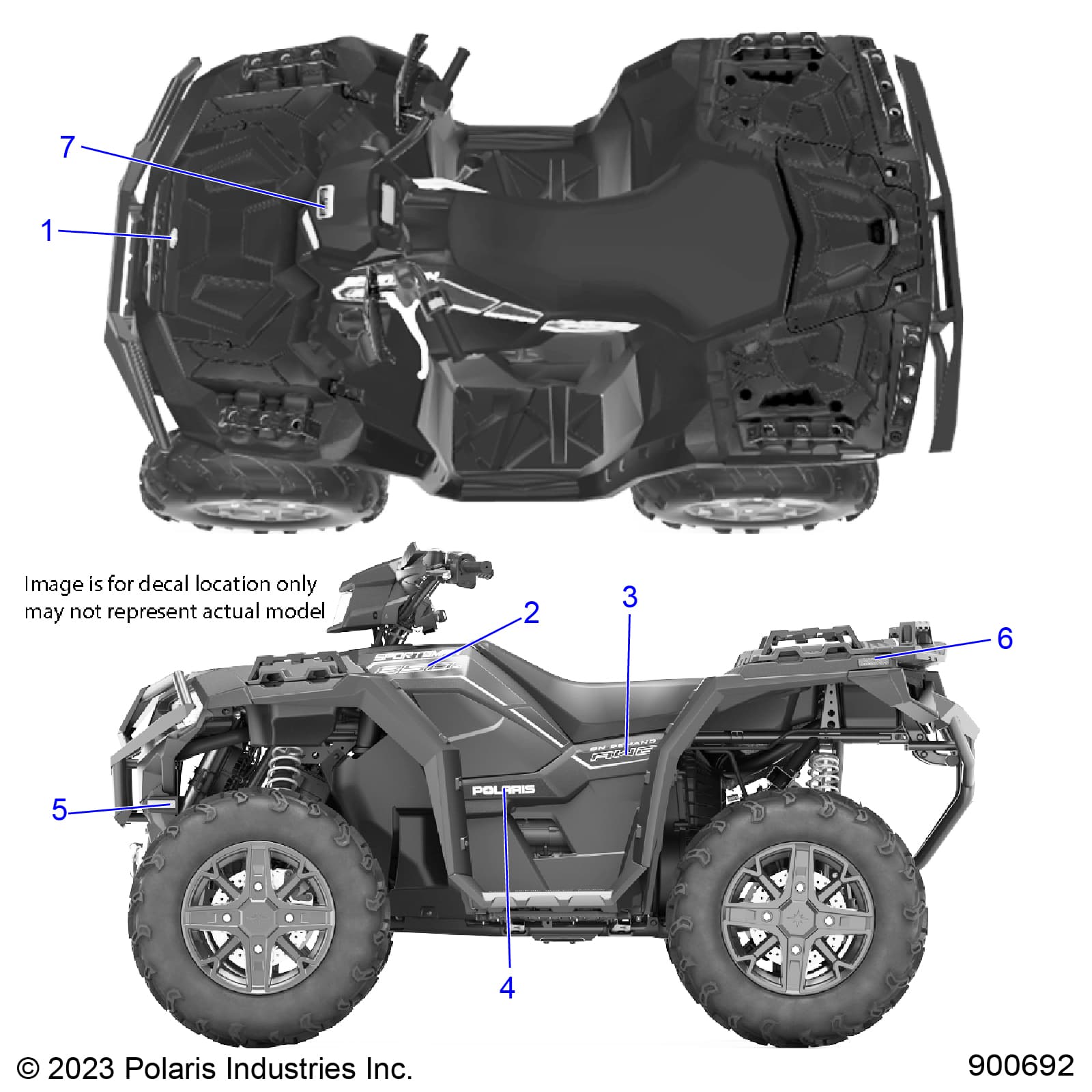 2026 SPORTSMAN 850 TRAIL 49 R01 - A26SXZ85A9/AN/AZ β BODY, DECALS, GRAPHIC - A26SXZ85A9/AN/AZ (900692) diagram