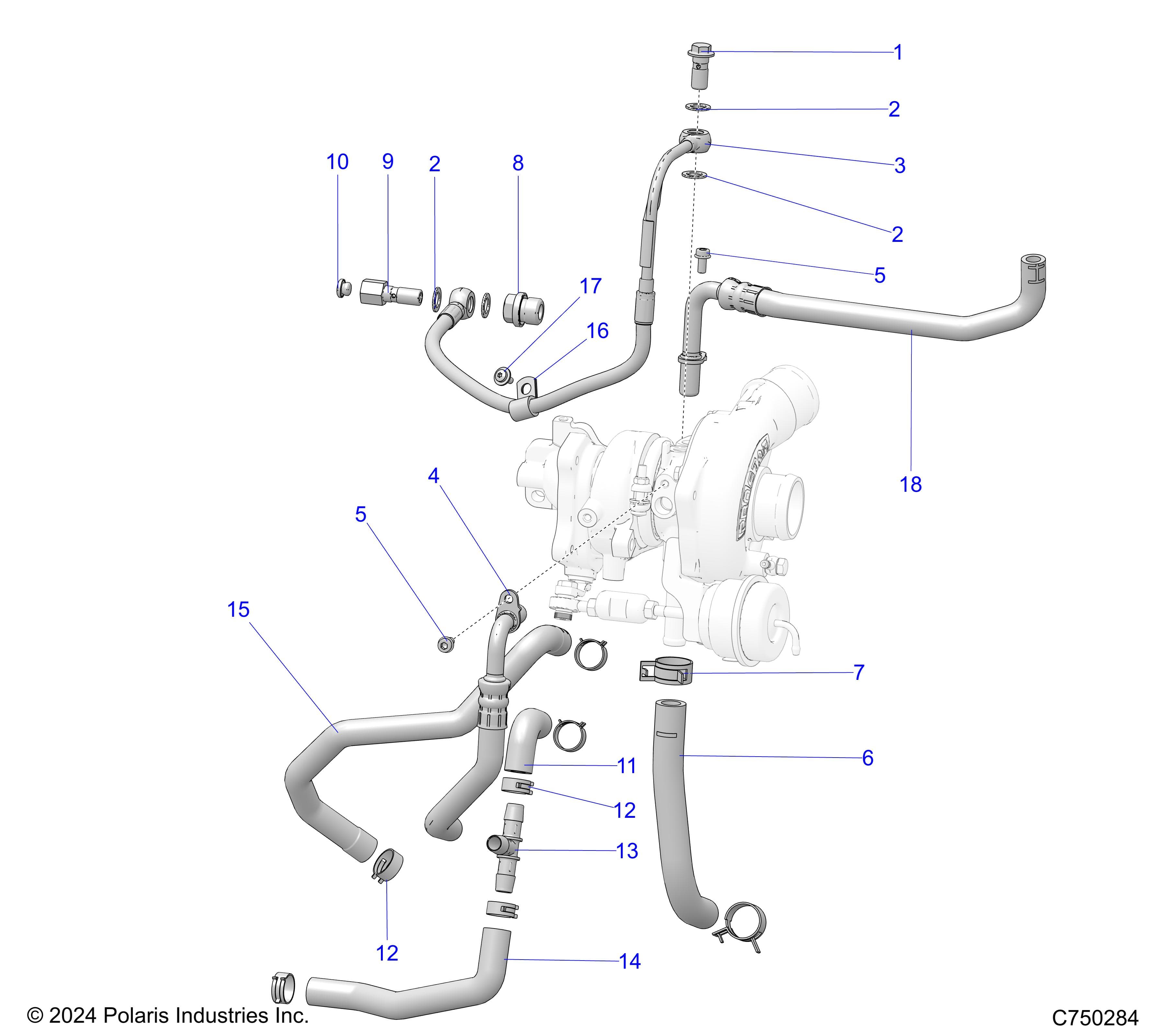 2026 RZR PRO S4 SPORT β ENGINE, TURBO COOLING AND OIL - Z26S4E92A4/B4/A6/B6 (C750284) diagram