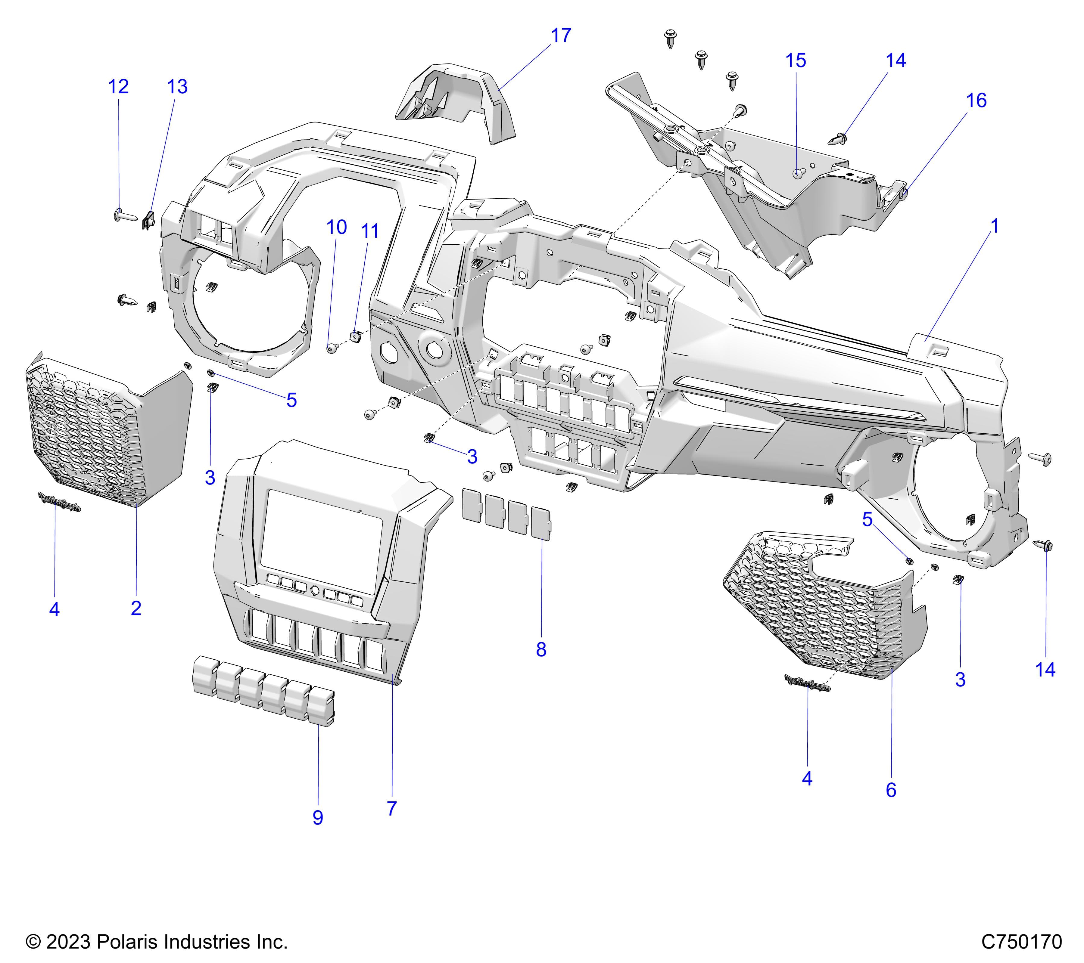 2026 RZR PRO S ULTIMATE β BODY, DASH LOWER - Z26SPD92AN/AH/BN/BH (C750170) diagram
