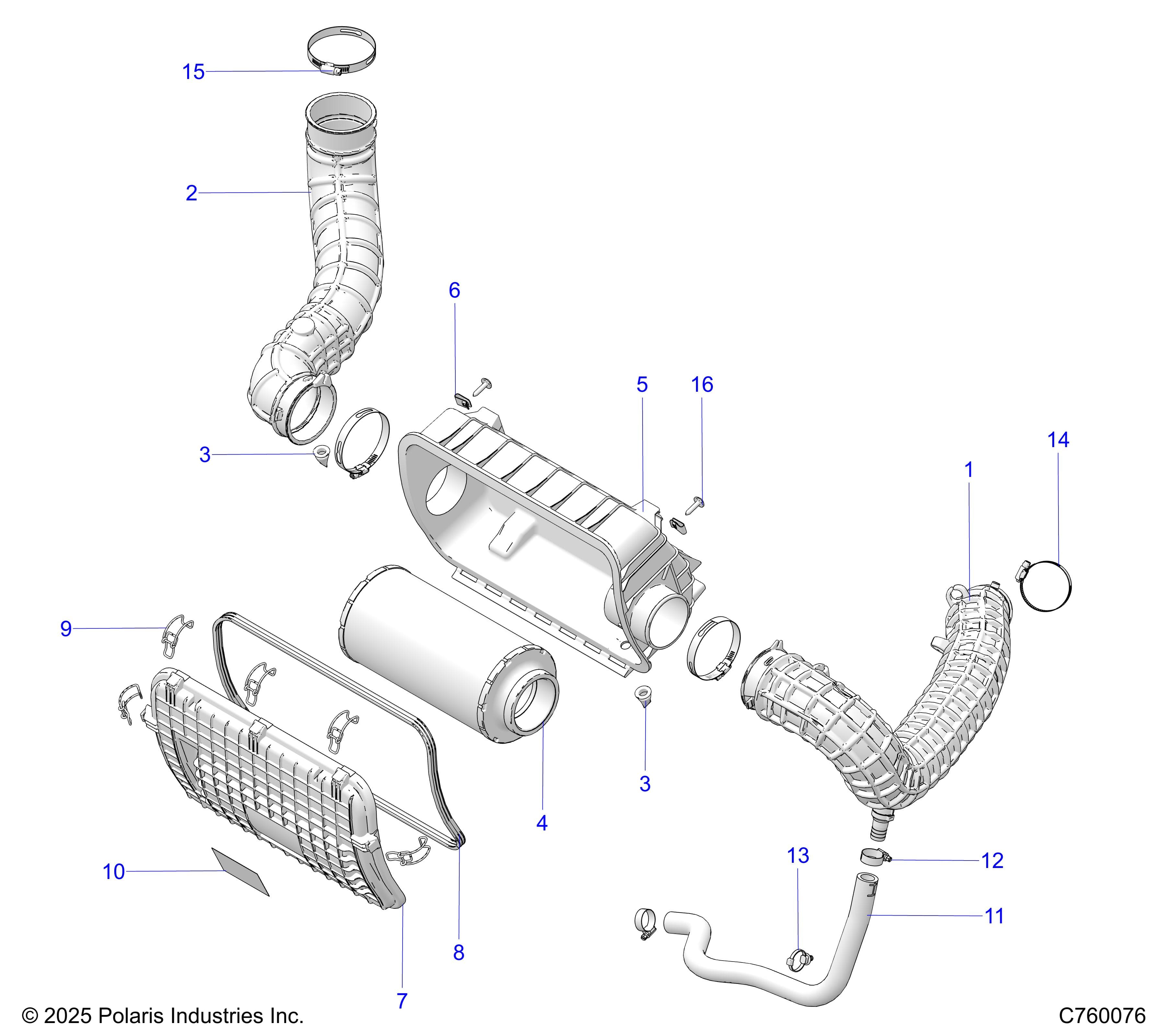 2026 RZR XP 1000 ULTIMATE β ENGINE, AIR INTAKE SYSTEM - Z26NET99A4/B4/A6/B6 (C760076) diagram