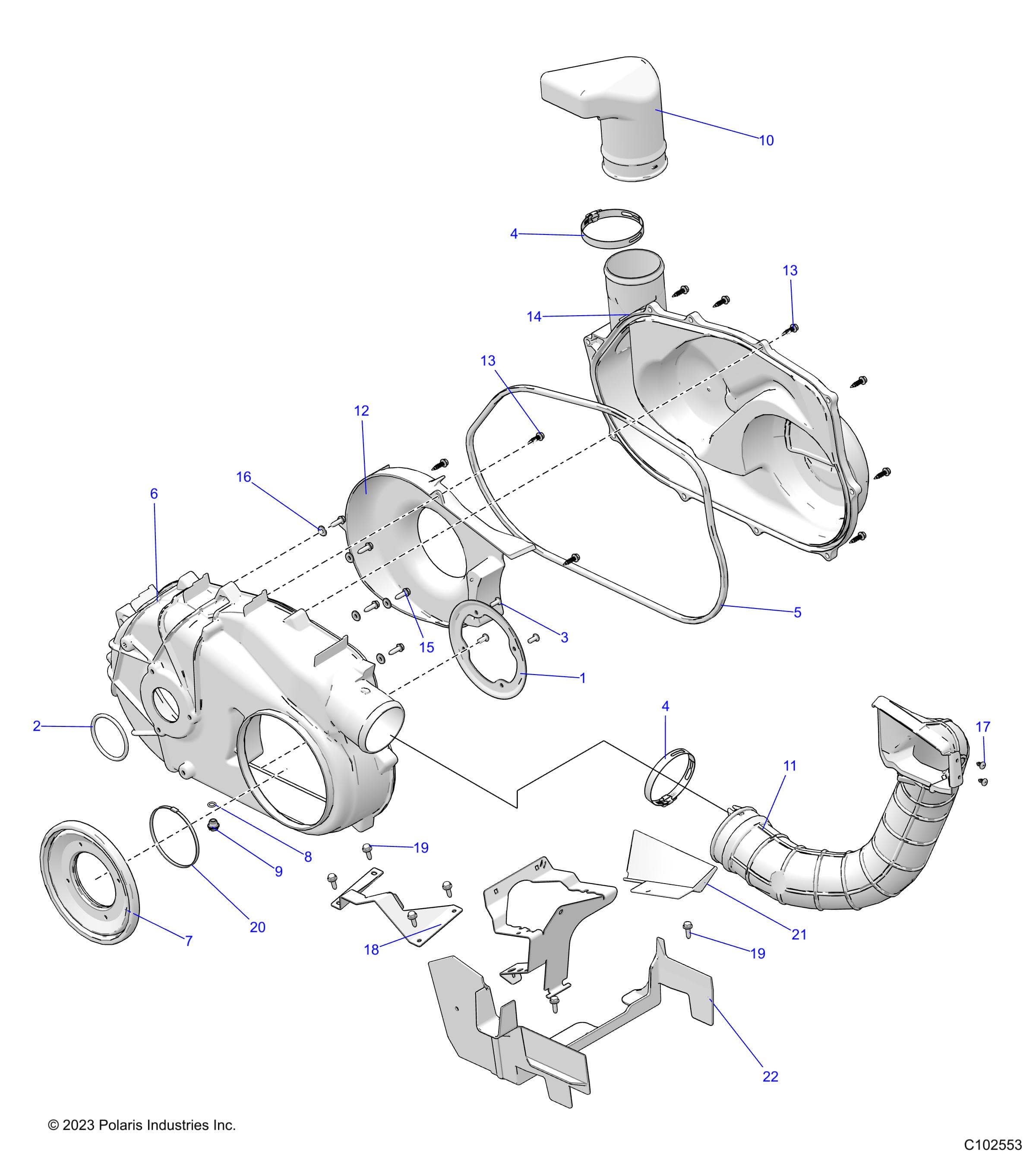 2026 SPORTSMAN 570 UTL 49S β BODY, CLUTCH COVER - A26SHR57AG (C102553) diagram