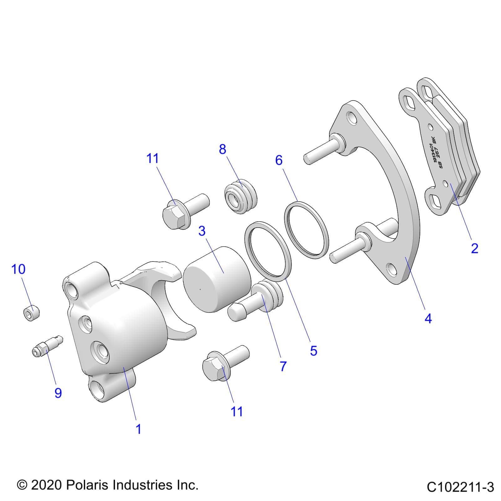 2026 SPORTSMAN 850 MUD 49S R01 - A26SXN85A7 β BRAKES, CALIPER, FRONT - A26SXN85A7 (C102211-3) diagram