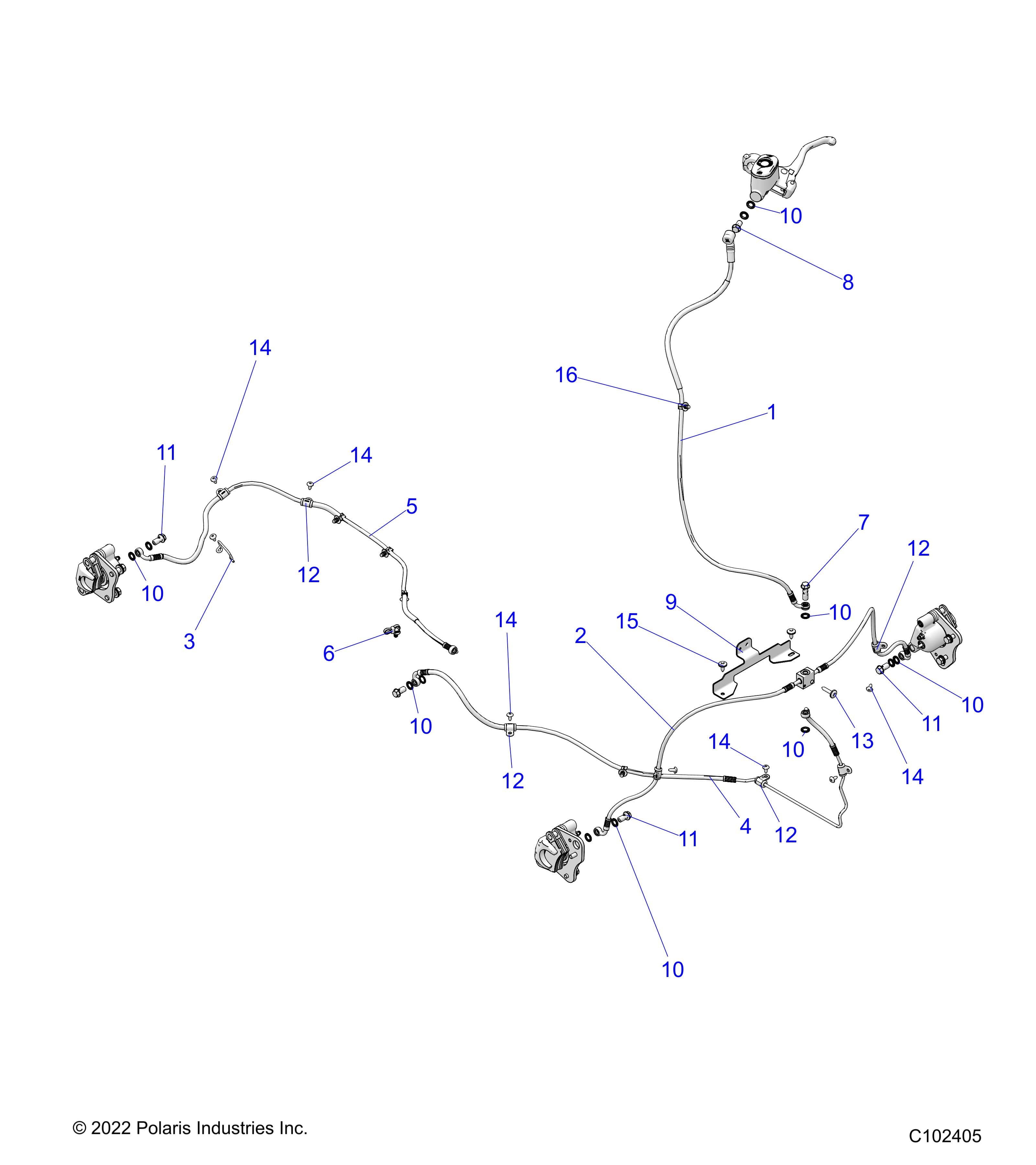 2026 SPORTSMAN TOURING 570 β BRAKES, BRAKE LINES - A26SDA57A7 (C102405) diagram
