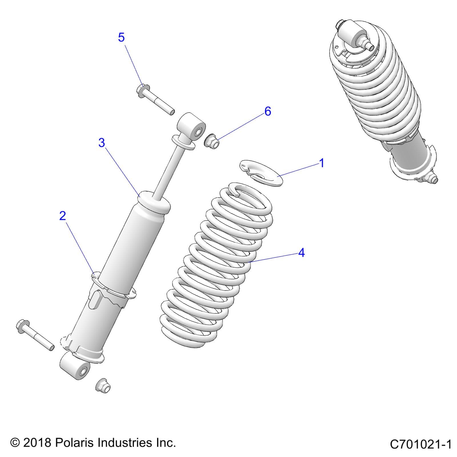 2026 RZR 900 TRAIL SPORT β SUSPENSION, FRONT SHOCK - Z26A5E87A5 (C701021-1) diagram