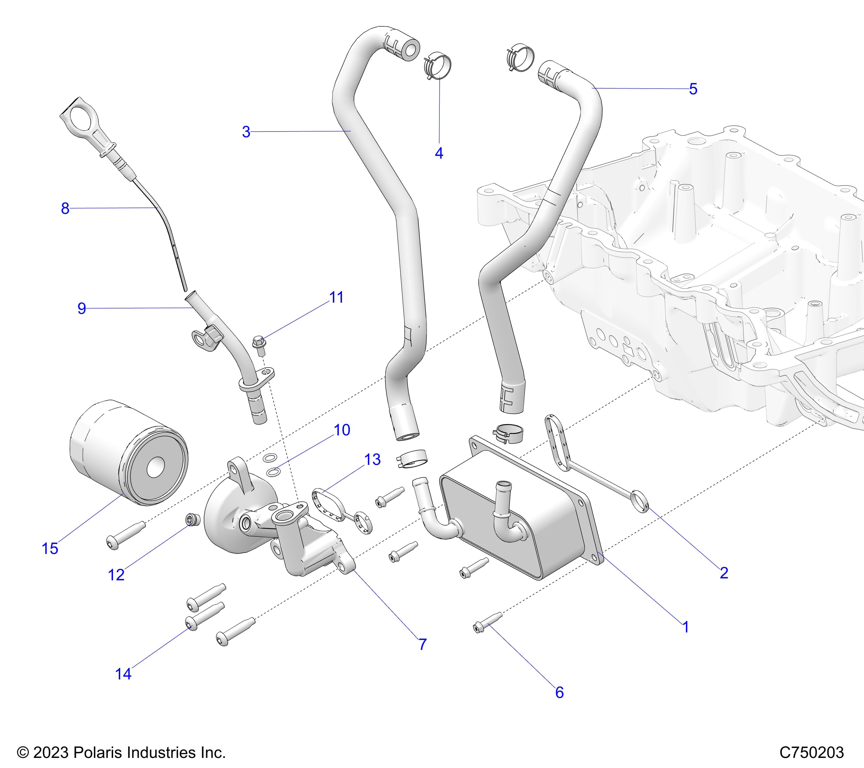 2026 RZR PRO R LE β ENGINE, OIL FILTER, OIL COOLER AND RELATED - Z26RPP2KBL (C750203) diagram