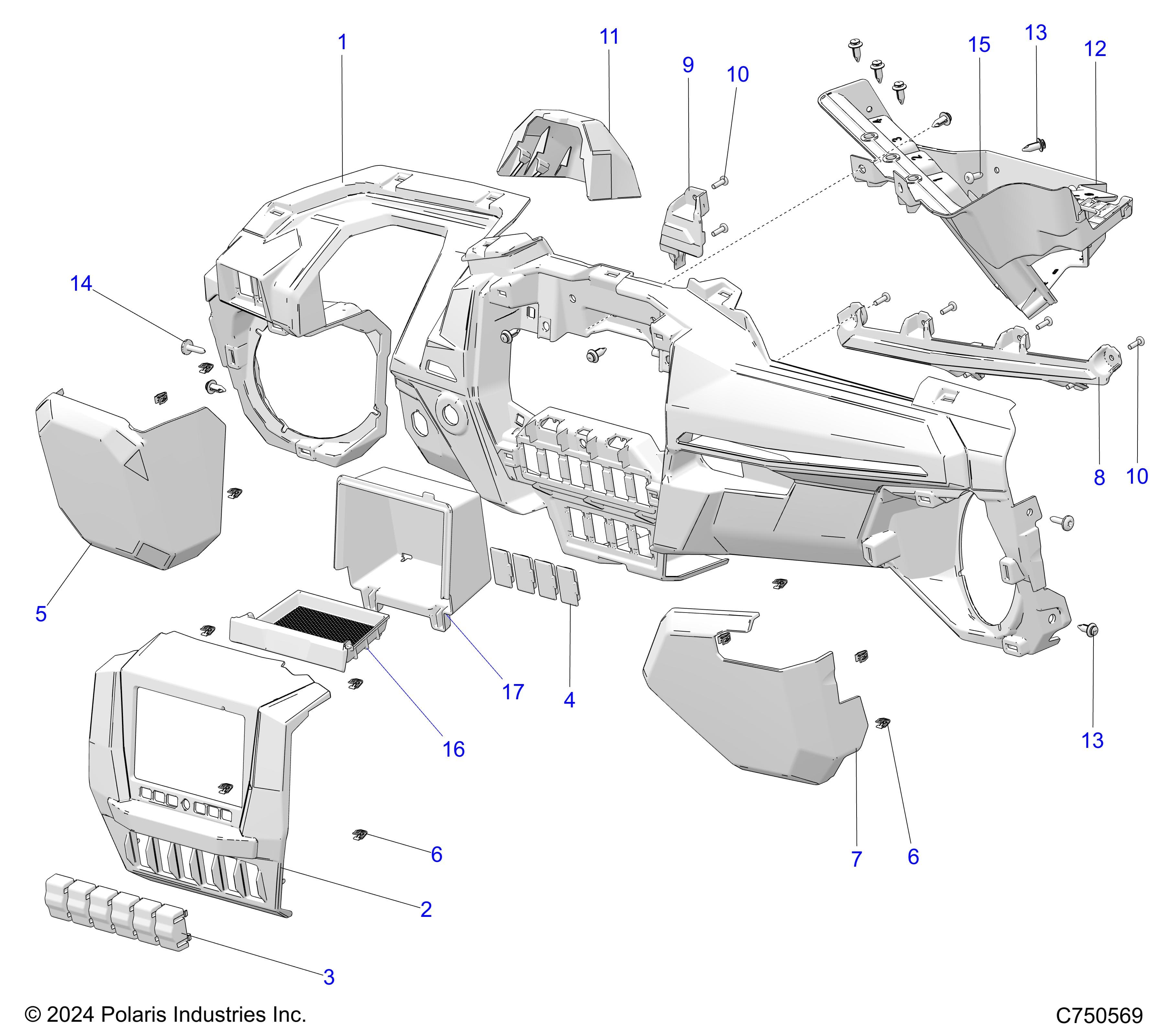 2026 RZR PRO S SPORT β BODY, DASH LOWER - Z26SPE92A4/B4/A6/B6 (C750569) diagram