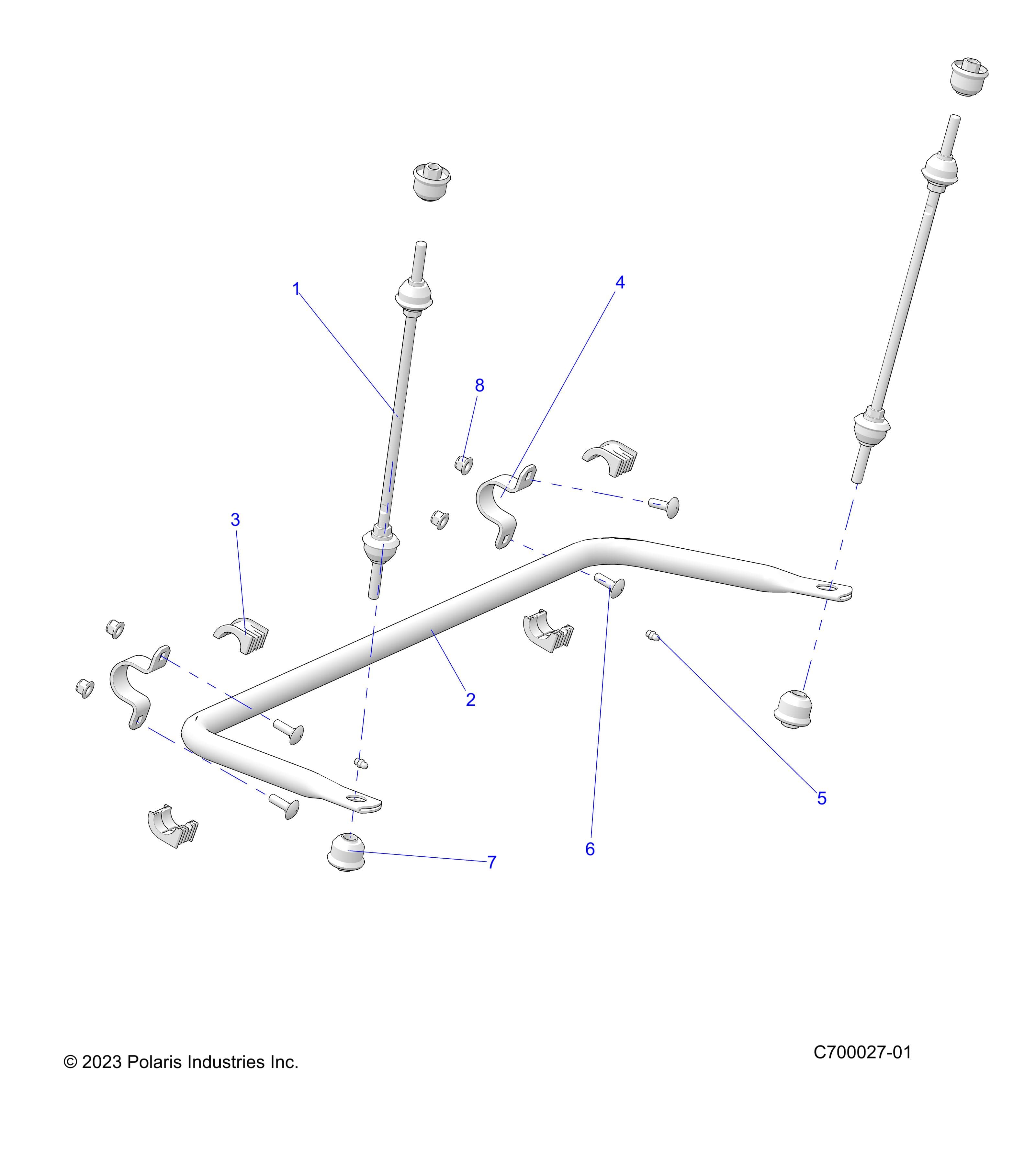2026 RANGER 1000 XP CREW PREMIUM β SUSPENSION, REAR STABILIZER BAR - R26RSE99A9/B9/AF/BF/AH/BH/AB/BB/AS/BS (C70002701) diagram