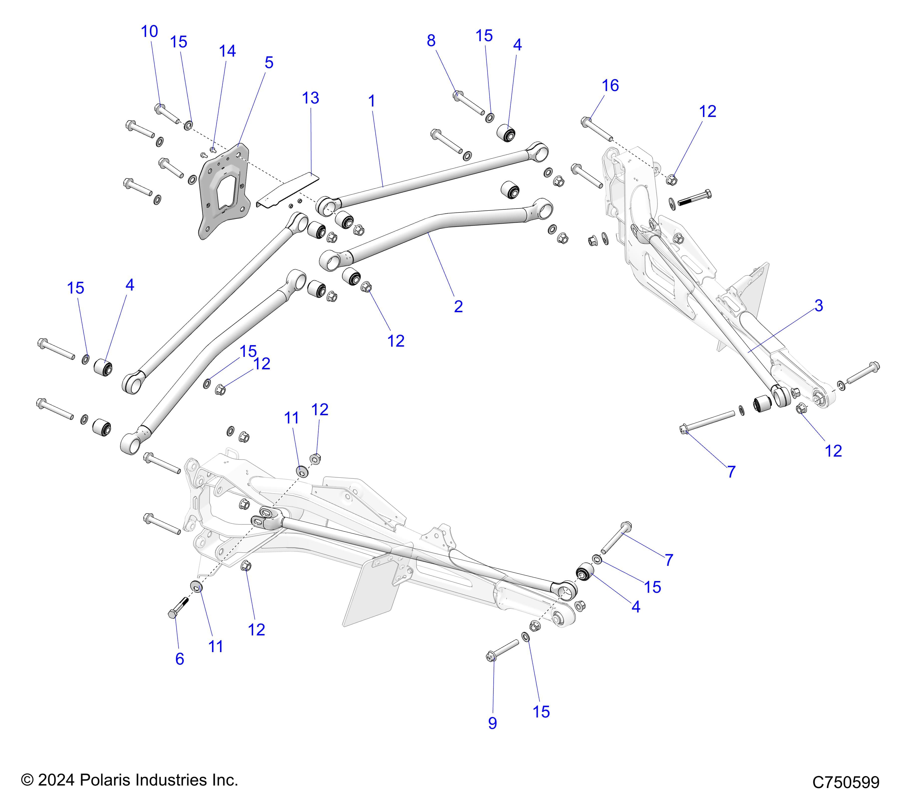 2026 RZR PRO S ULTIMATE β SUSPENSION, REAR TRAILING ARMS MOUNTING - Z26SPD92AN/AH/BN/BH (C750599) diagram