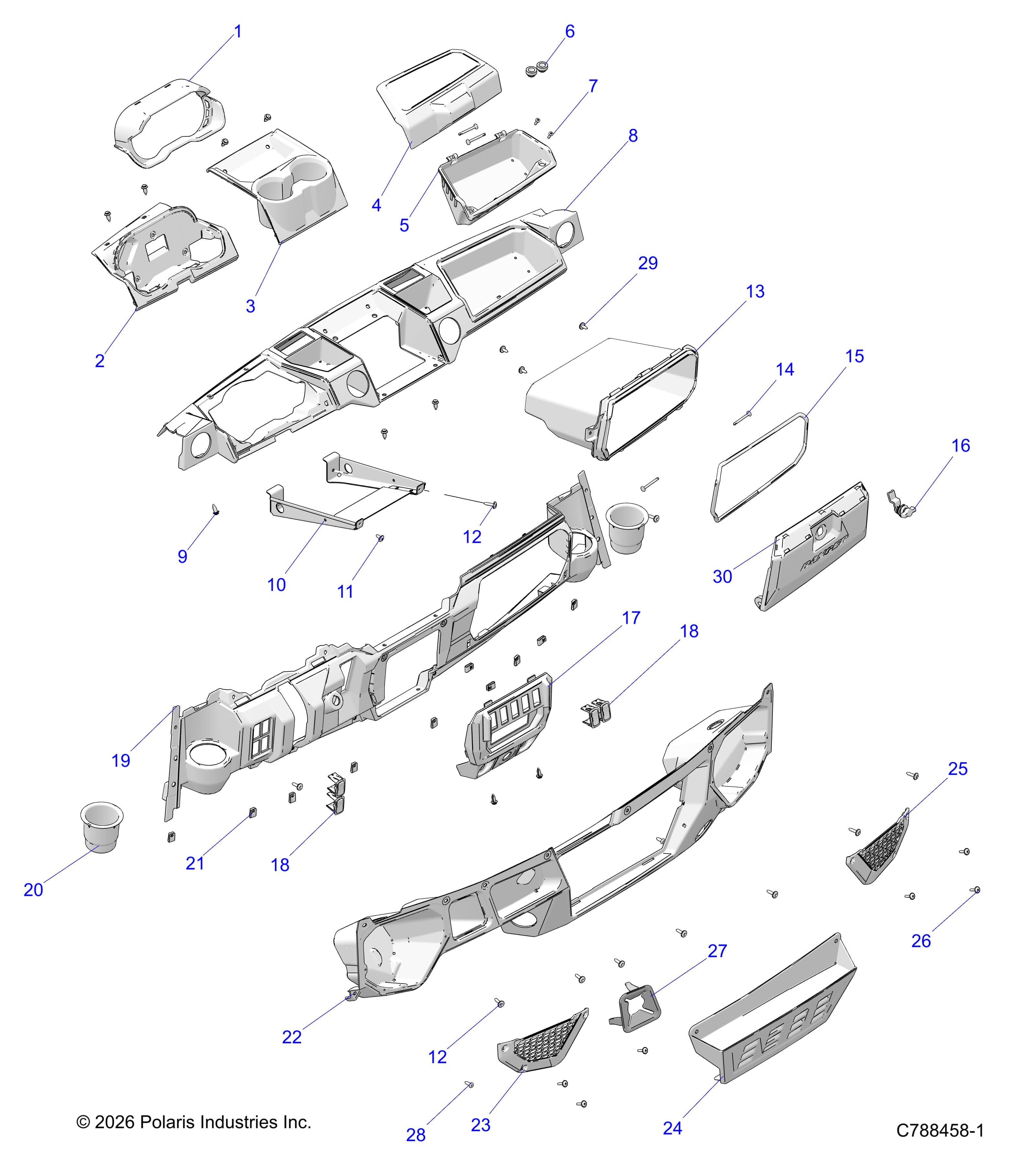 2026 RANGER 1000 XP NSTR β BODY, DASH - R26RRU99A9/AF/AH/AB/AS/B9/BF/BH/BB/BS (C788458-1) diagram