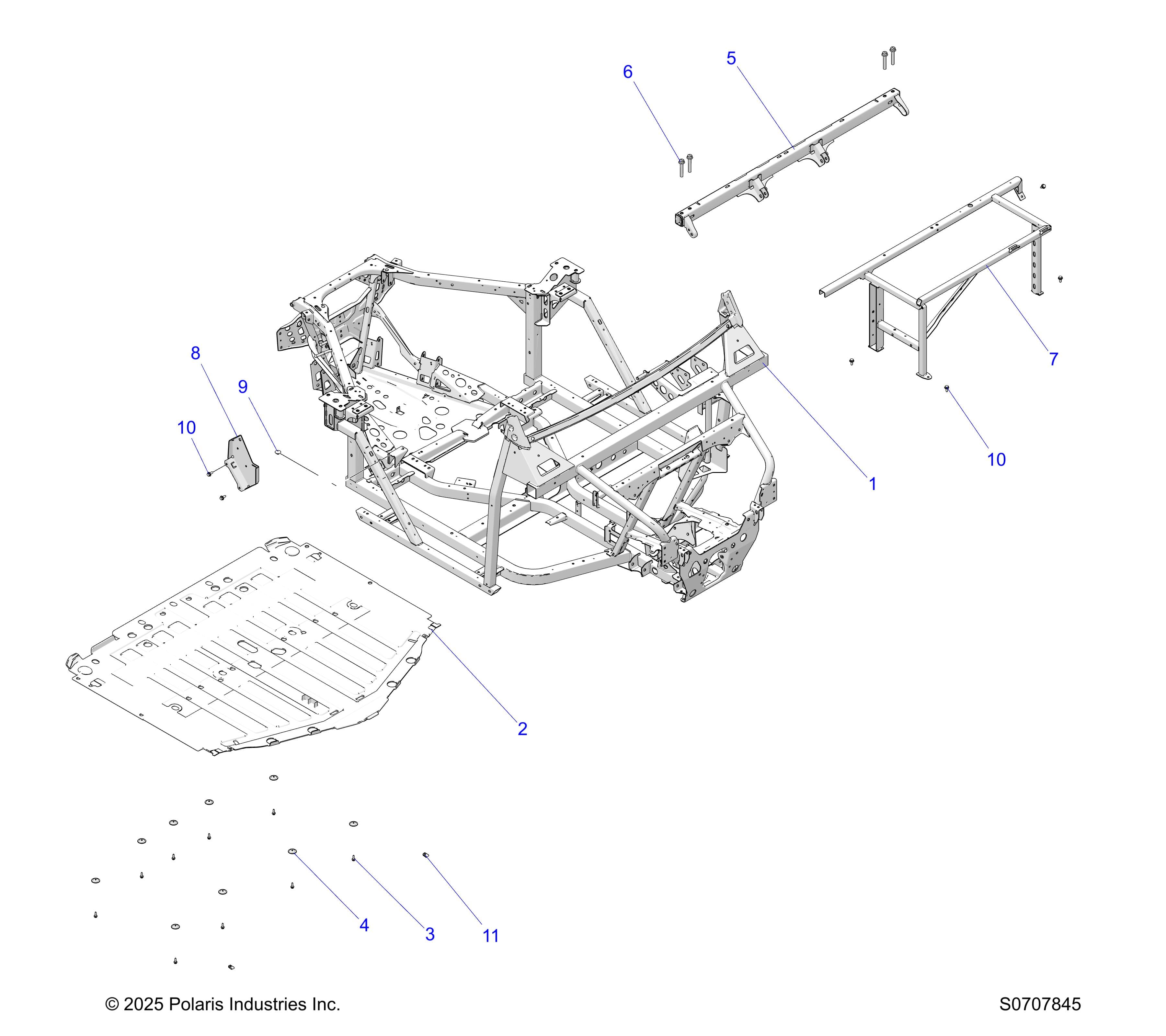 2026 RANGER 1000 XP PREMIUM β CHASSIS, MAIN FRAME & SKID PLATE diagram