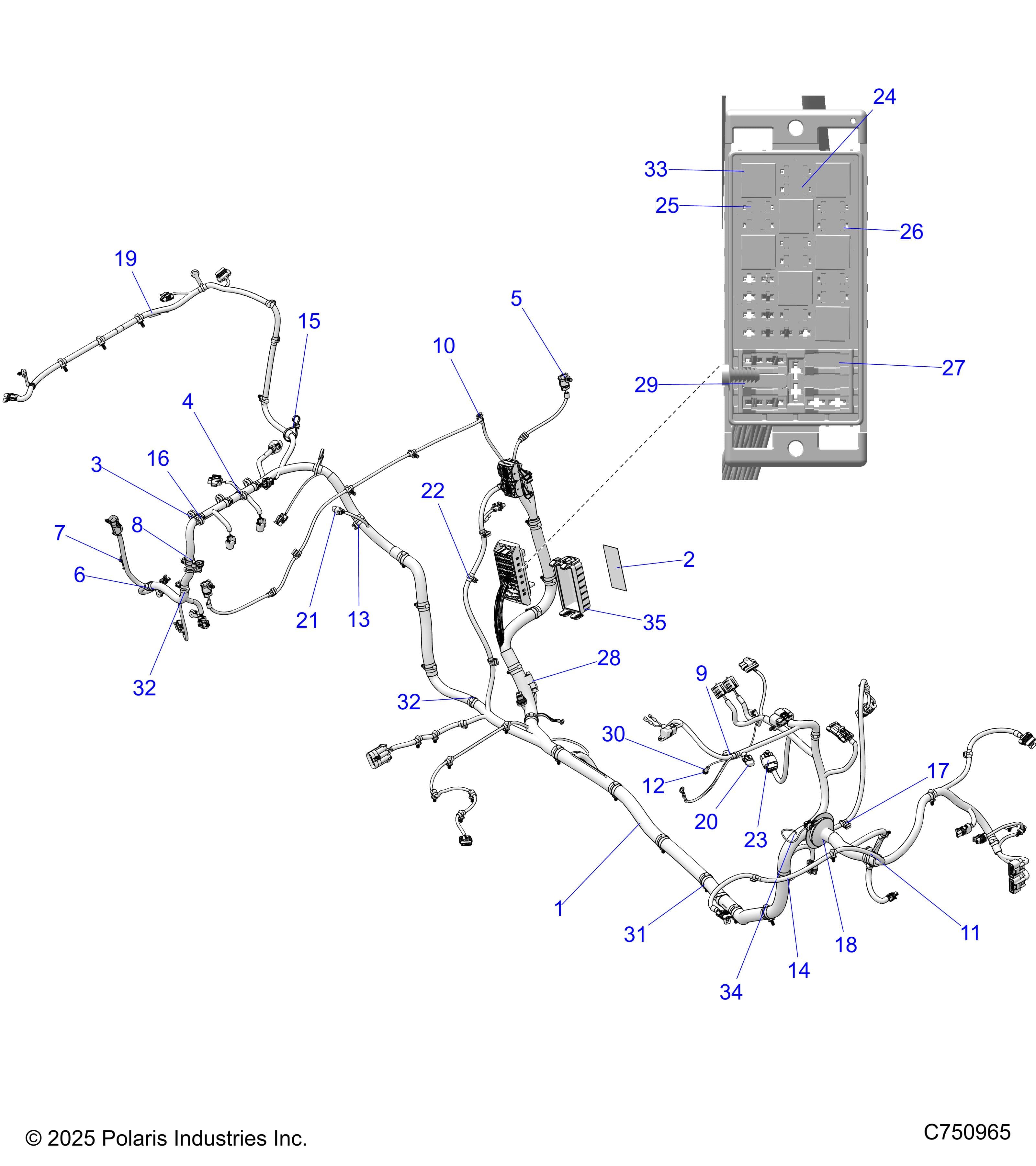 2026 RZR XP 1000 SPORT β ELECTRICAL, WIRE HARNESS - Z26NES99A4/B4/A6/B6 (C750965) diagram