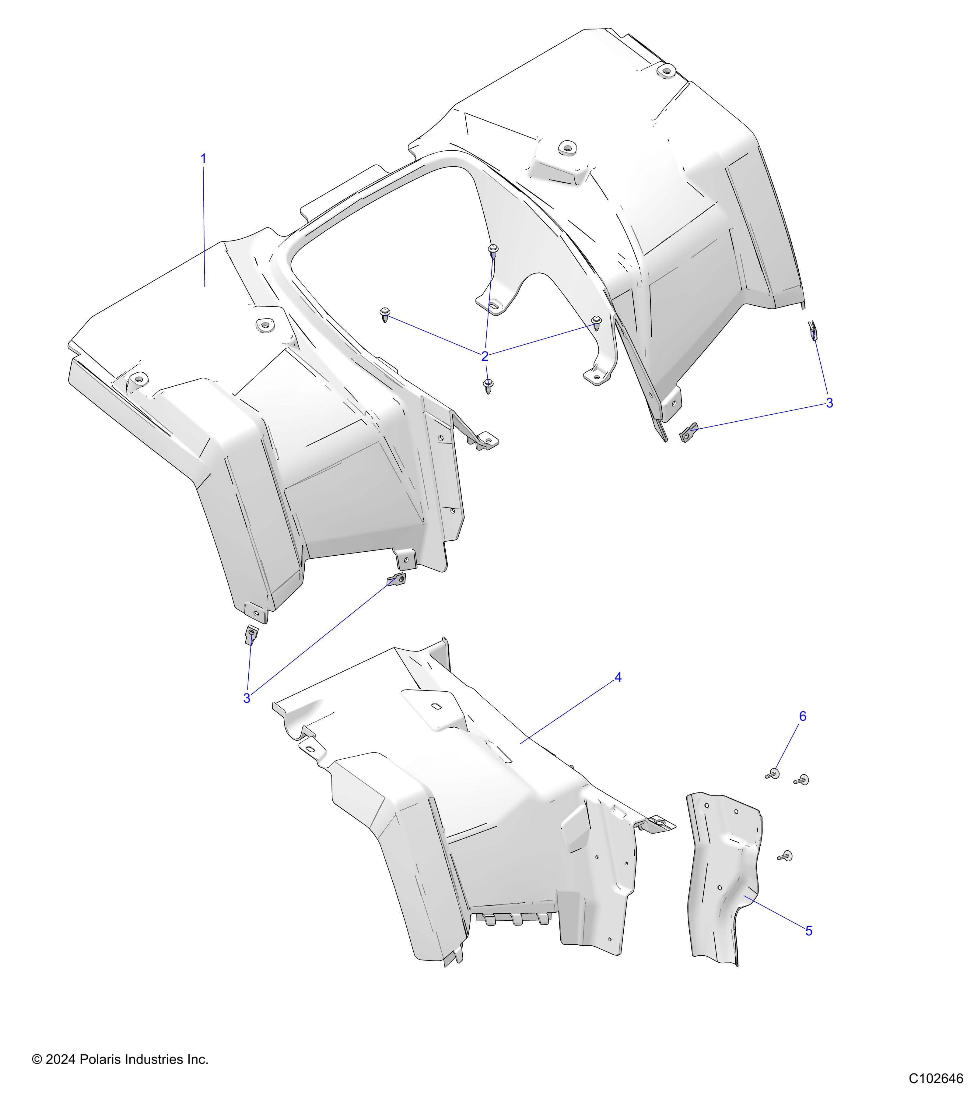 2026 SPORTSMAN 570 6X6 EPS 49S β BODY, REAR CAB - A26SKE57A1 (C102646) diagram
