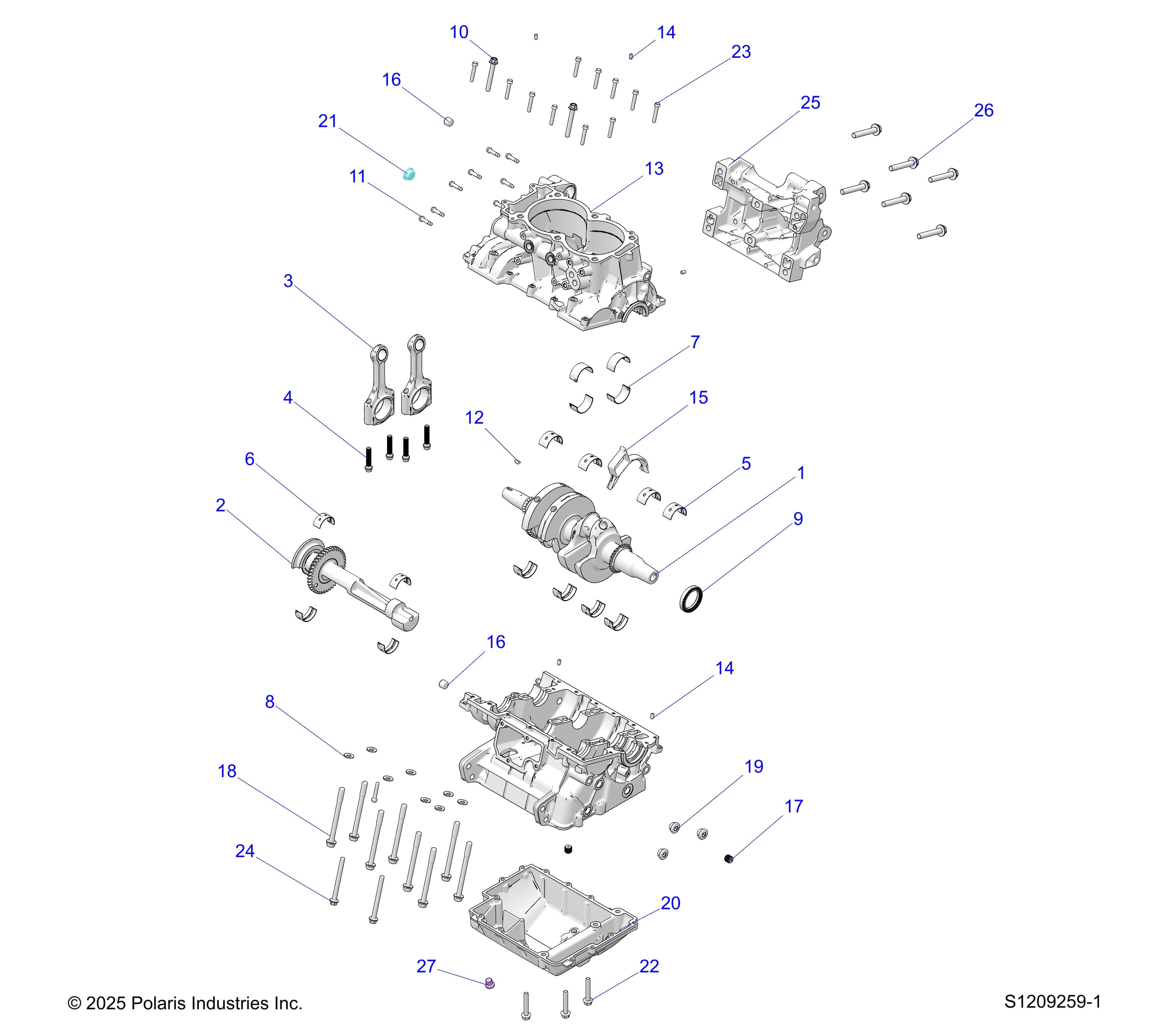 2026 RANGER 1000 CABBED β ENGINE, CRANKCASE & CRANKSHAFT diagram