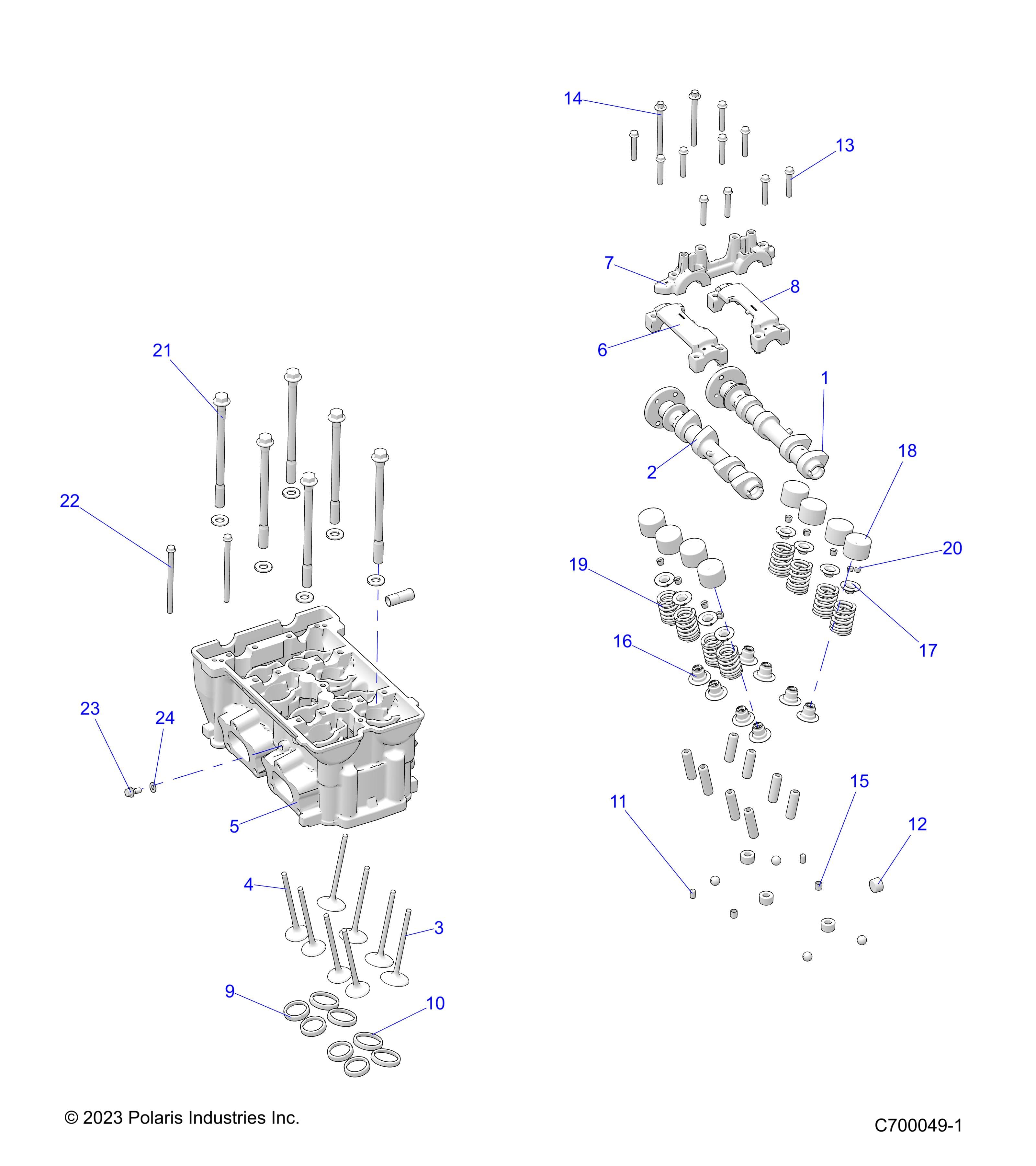 2026 RANGER 1000 XP NSTR β ENGINE, CYLINDER HEAD & VALVES - R26RRU99A9/AF/AH/AB/AS/B9/BF/BH/BB/BS (C700049-1) diagram