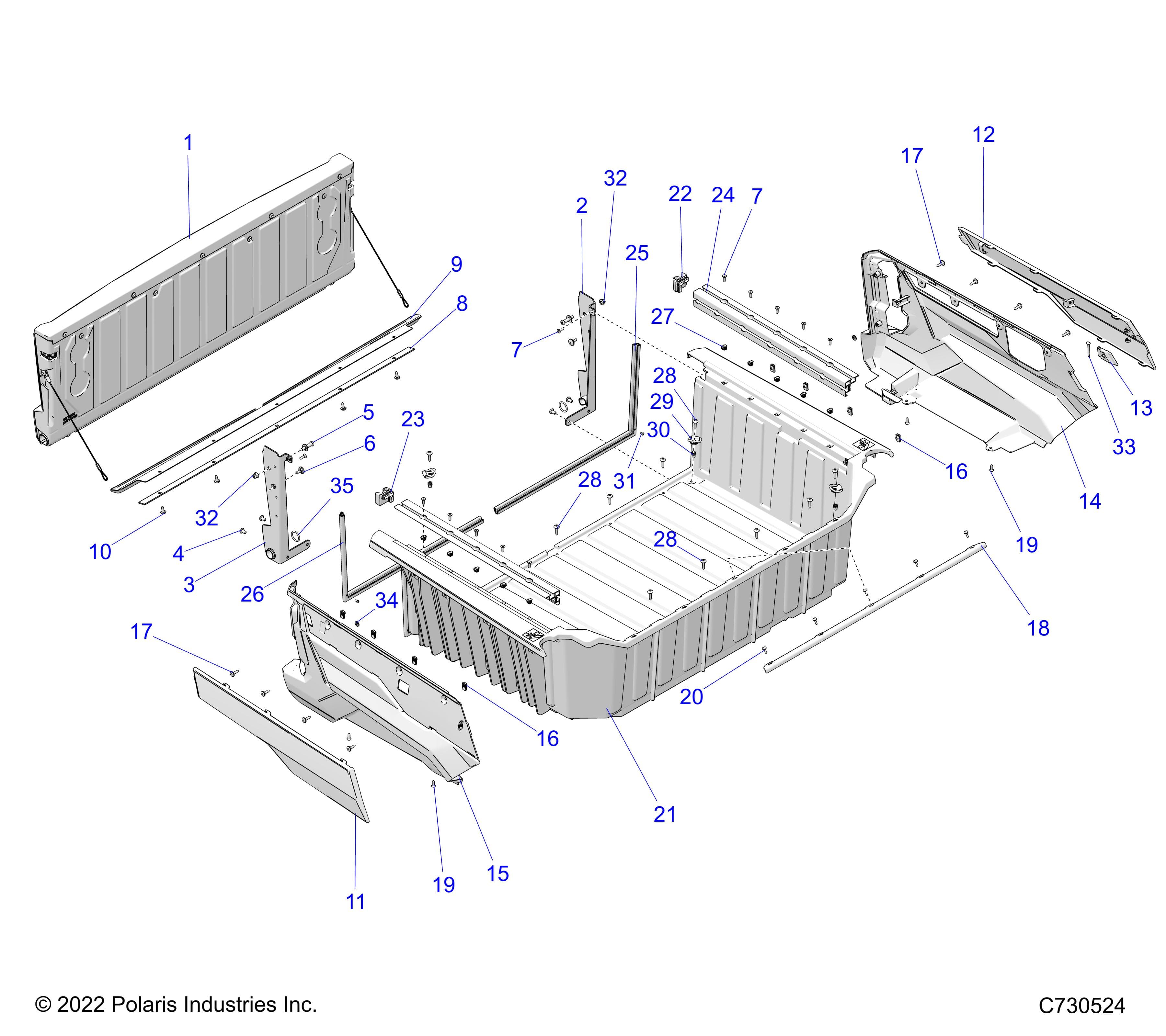 2026 POLARIS XPEDITION XP NORTHSTAR β BODY, BOX ASSEMBLY, REAR diagram