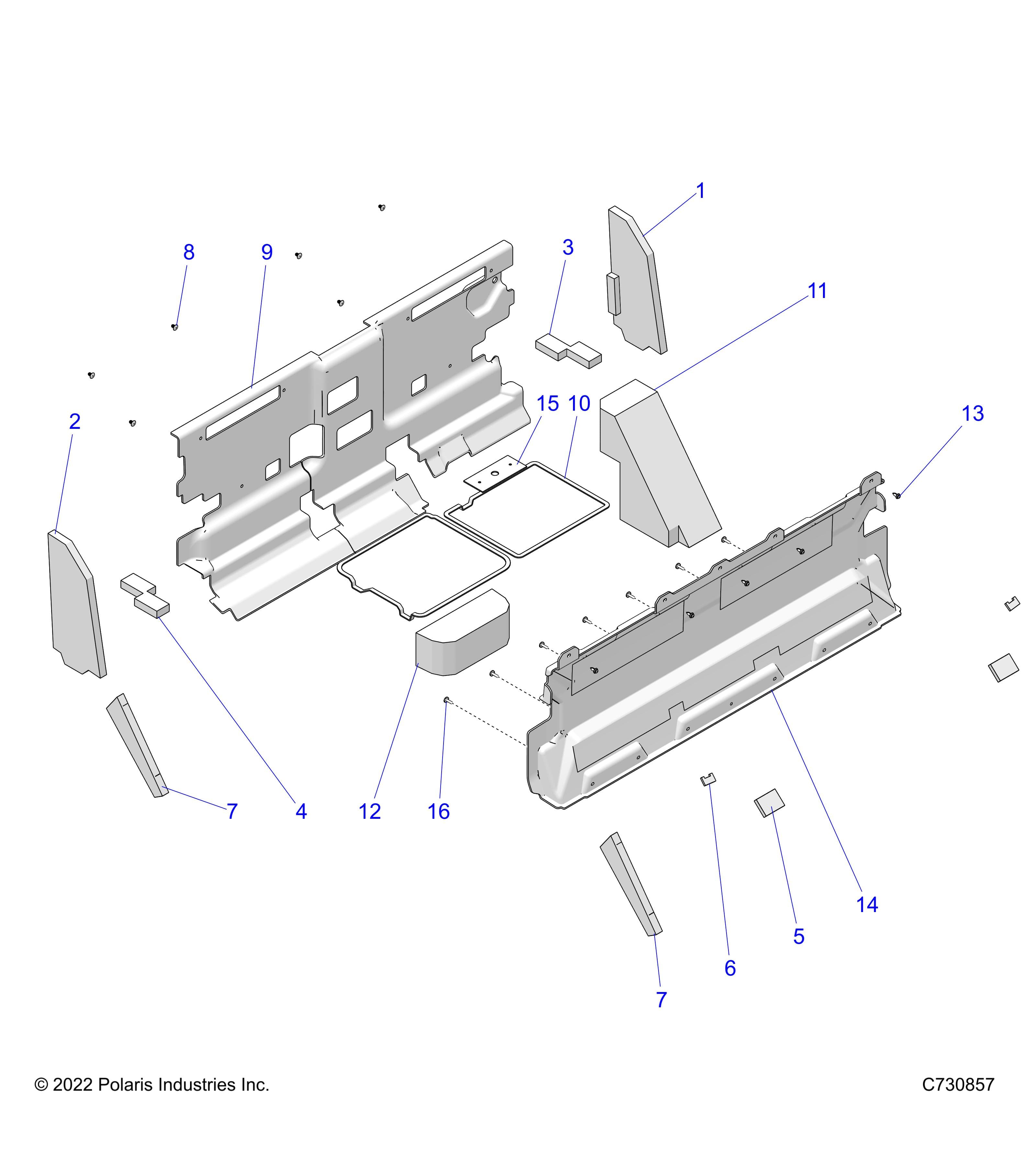 2026 RANGER 1000 XP CREW NORTHSTAR TEXAS EDITION β BODY, CAB FOAM & REAR PANEL - R26RST99AL (C730857) diagram