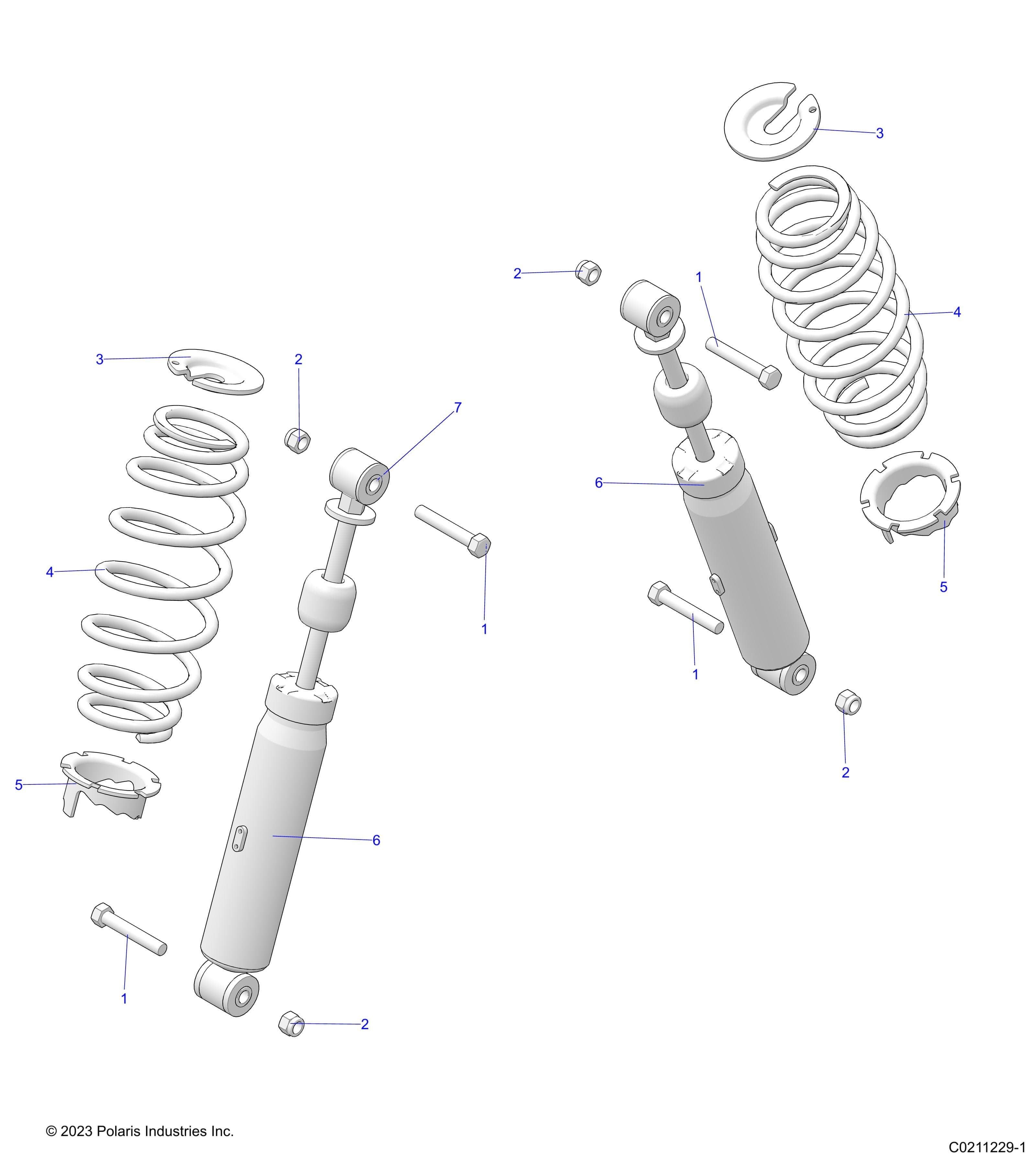 2026 SPORTSMAN TOURING 570 β SUSPENSION, REAR SHOCK and MOUNTING - A26SDA57A7 (C0211229-1) diagram