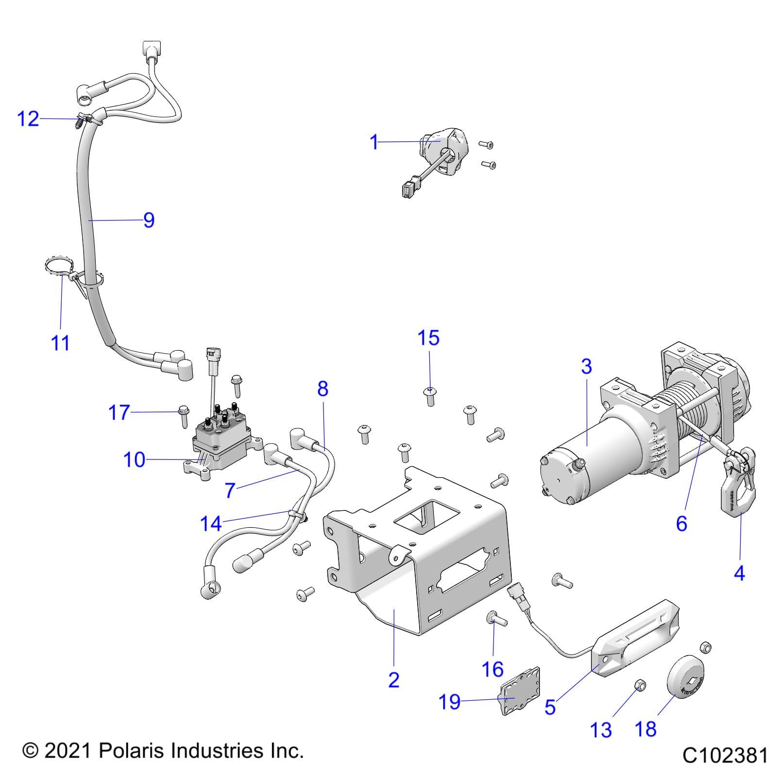 2026 SPORTSMAN 570 X2 EPS β CHASSIS, WINCH - A26SWE57AL (C102381) diagram