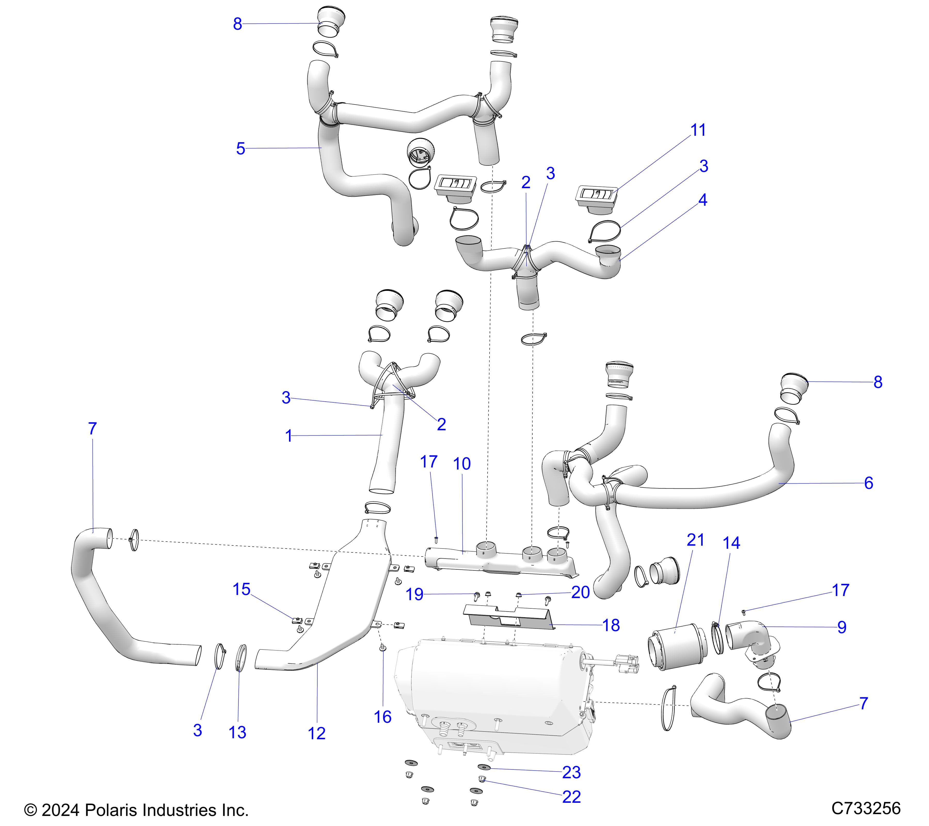 2026 RANGER 1000 XP CREW NORTHSTAR TEXAS EDITION β BODY, HVAC DUCTING - TO 10/01/2025 diagram
