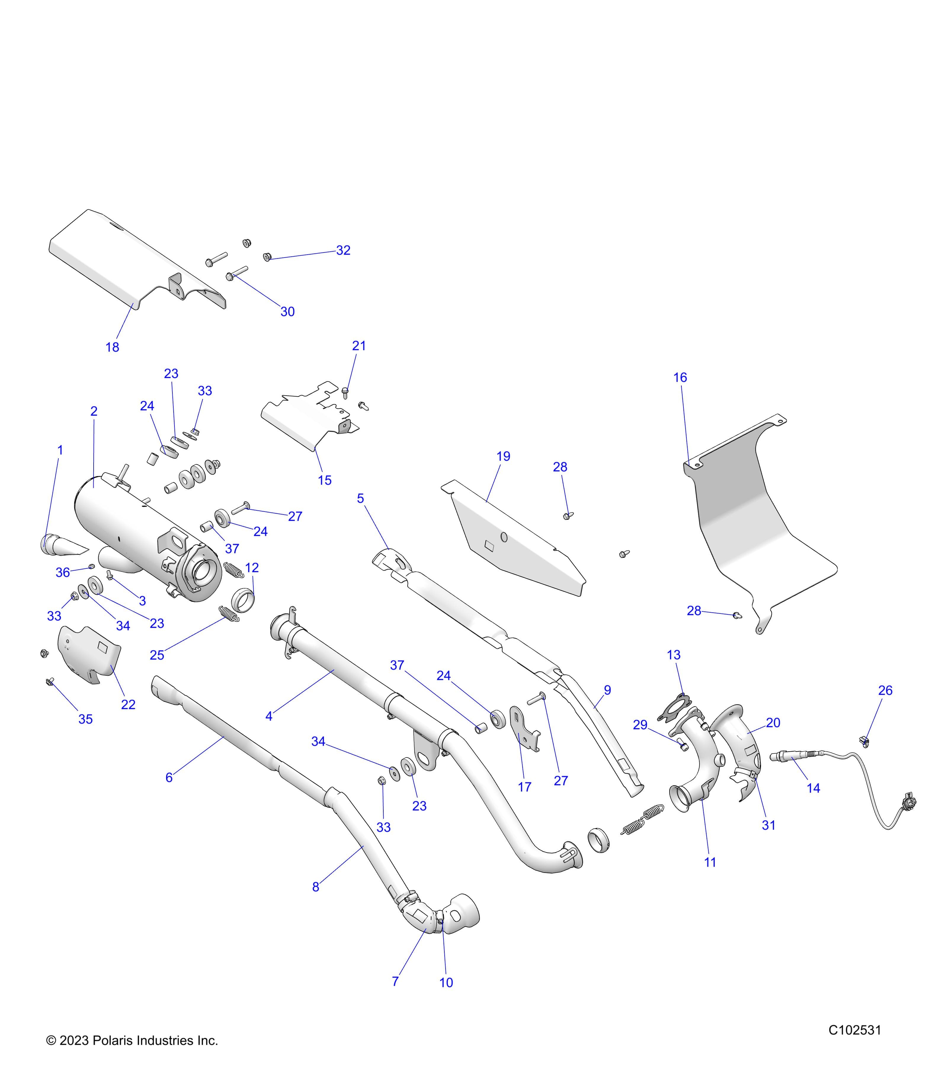 2026 SPORTSMAN 570 X2 EPS β ENGINE, EXHAUST - A26SWE57AL (C102531) diagram