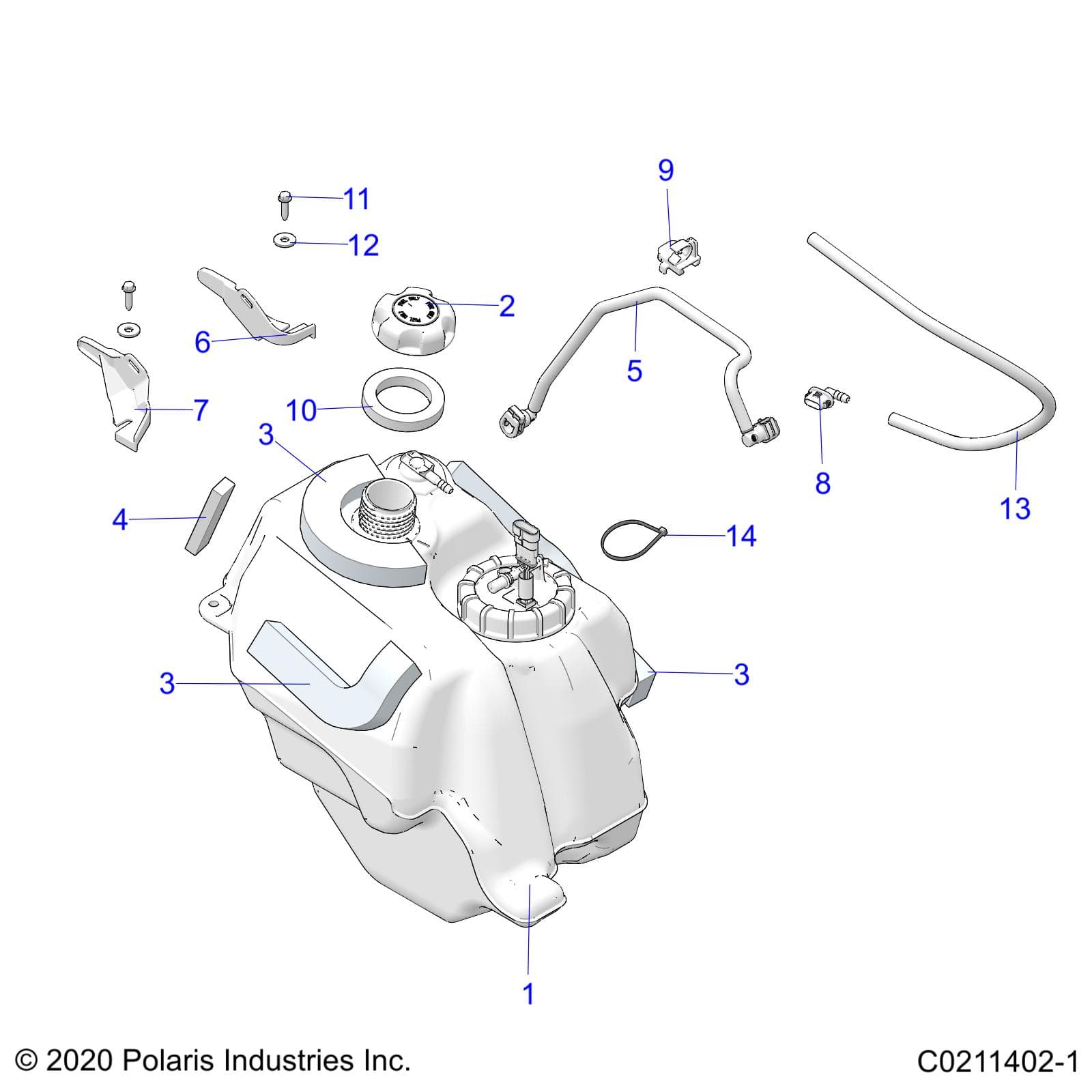 2026 SPORTSMAN 570 EPS β FUEL SYSTEM, FUEL TANK ASM. - A26SEE57A1/A4/A6/A9/B1/B4/B6 (C0211402-1) diagram