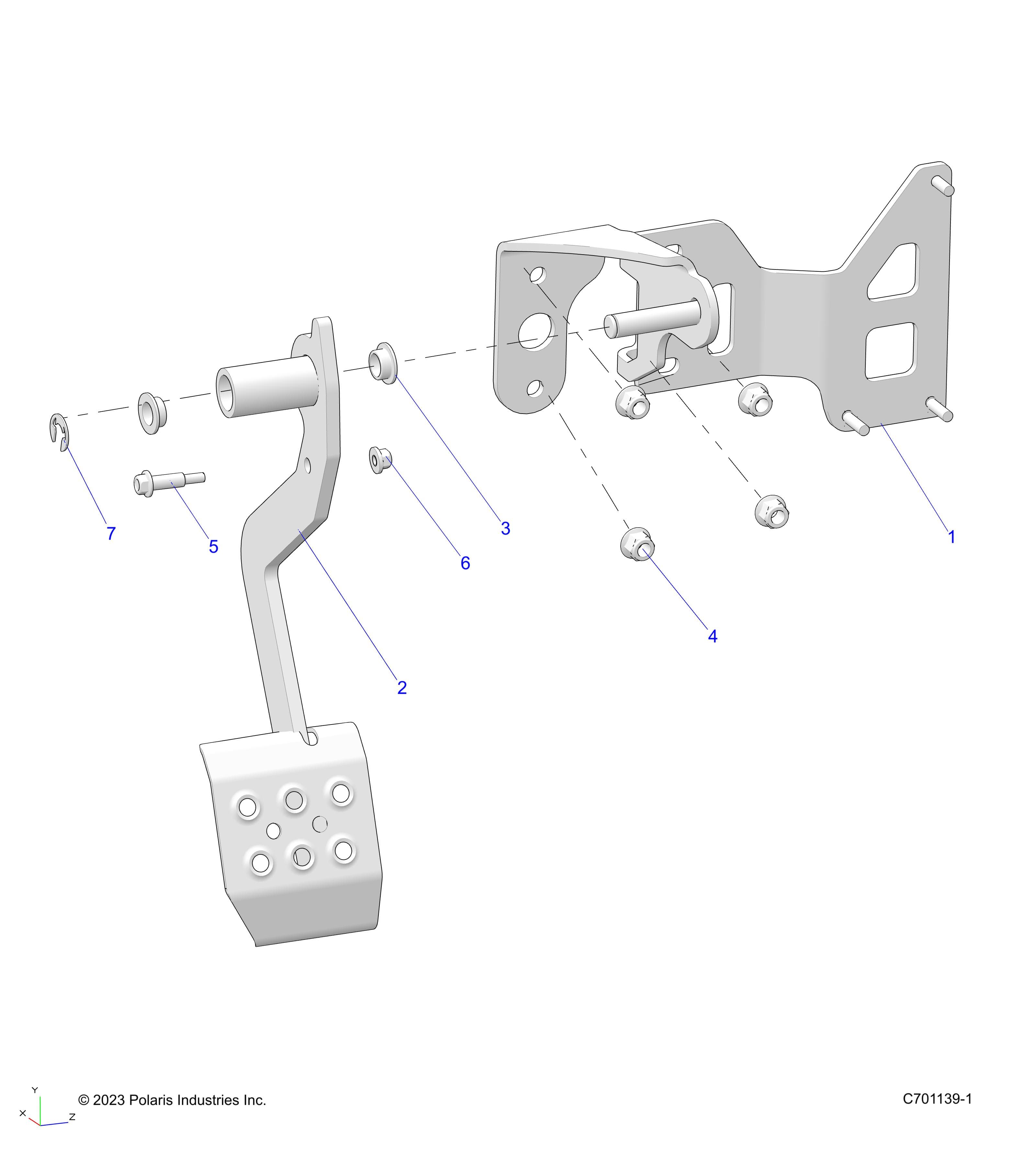 2026 RANGER 1000 XP NSTR ULTIMATE TRAIL BOSS β BRAKES, PEDAL - R26RRV99AK (C701139-1) diagram