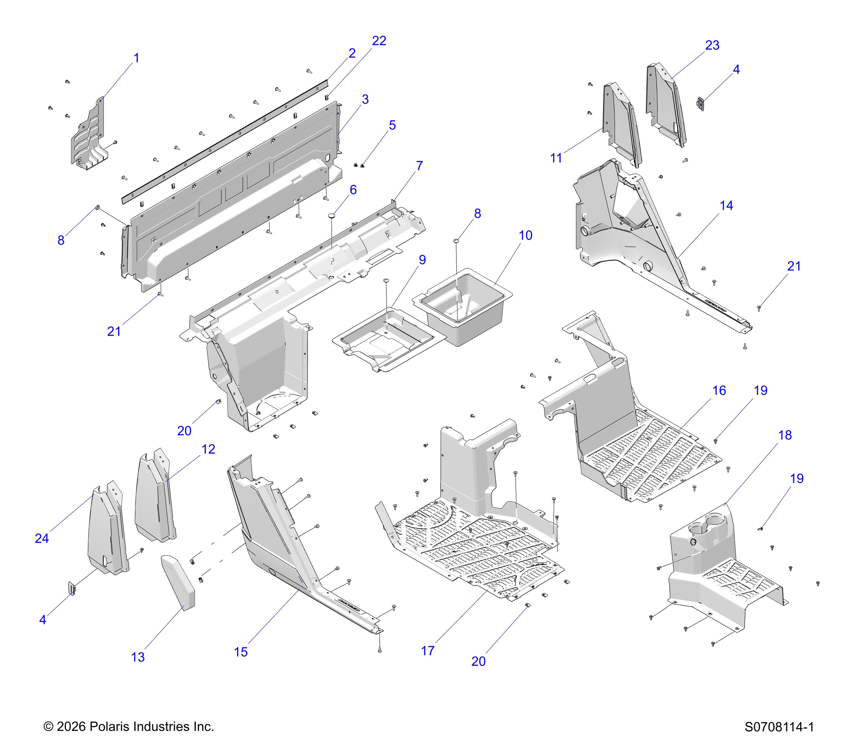 2026 RANGER 1000 XP CREW NSTR ULTIMATE TRAIL BOSS — BODY, REAR CLOSE OFF, FENDERS & FLOOR diagram