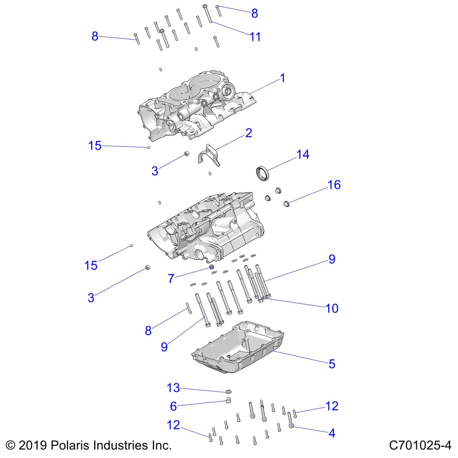 2026 RZR 900 TRAIL SPORT β ENGINE, CRANKCASE - Z26A5E87A5 (C701025-4) diagram